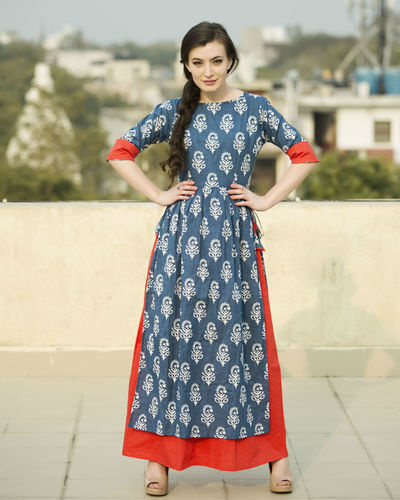 Indigo double layered dress by Desi Doree | The Secret Label