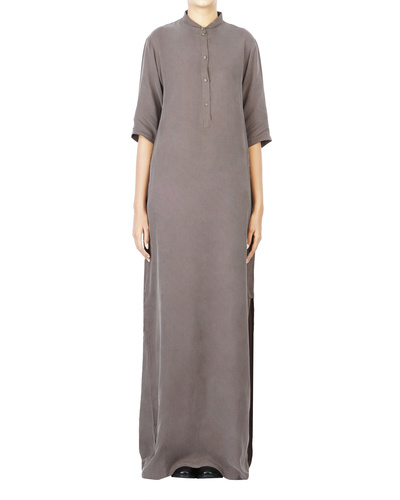 Floor length rectangular side slit dress by THREE | The Secret Label