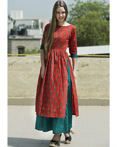 Phoolbuti layered dress by Desi Doree | The Secret Label