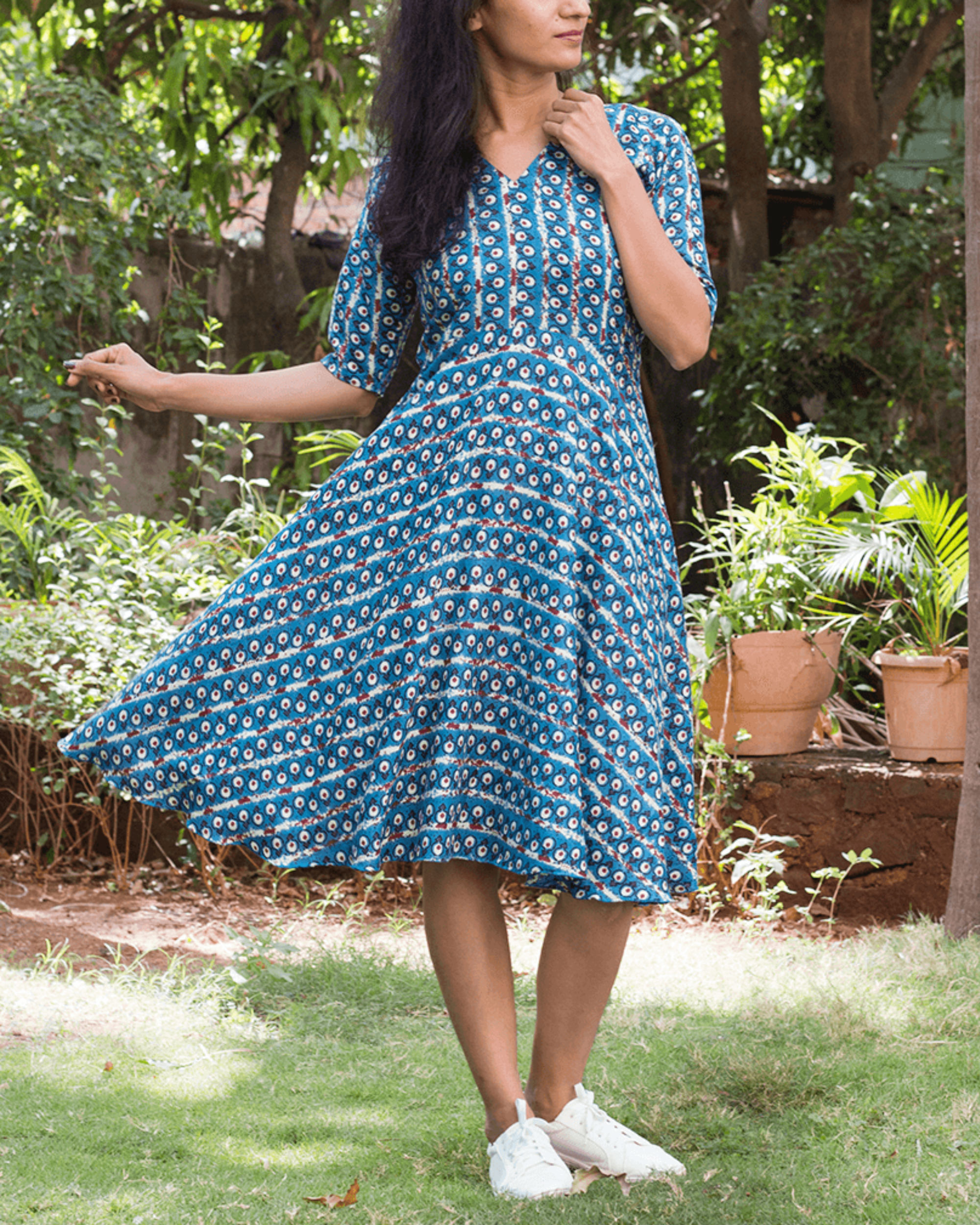 Blue flared midi by Why So Blue | The Secret Label
