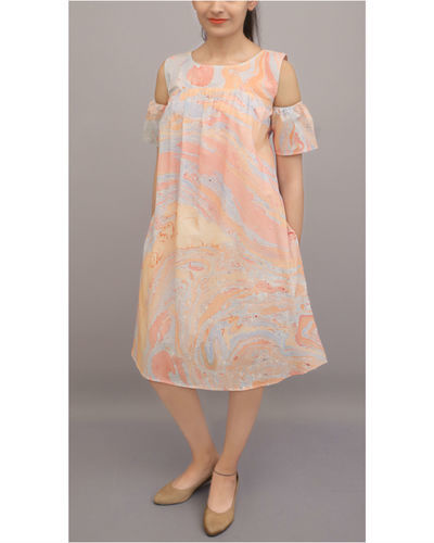 Marble dye cold shoulder dress by Kapraaha | The Secret Label