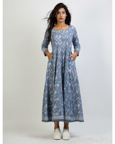 Sky blue kalidar dress by Rivaaj | The Secret Label