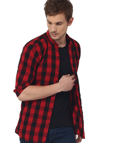 Red & black checks casual shirt by Green Hill | The Secret Label