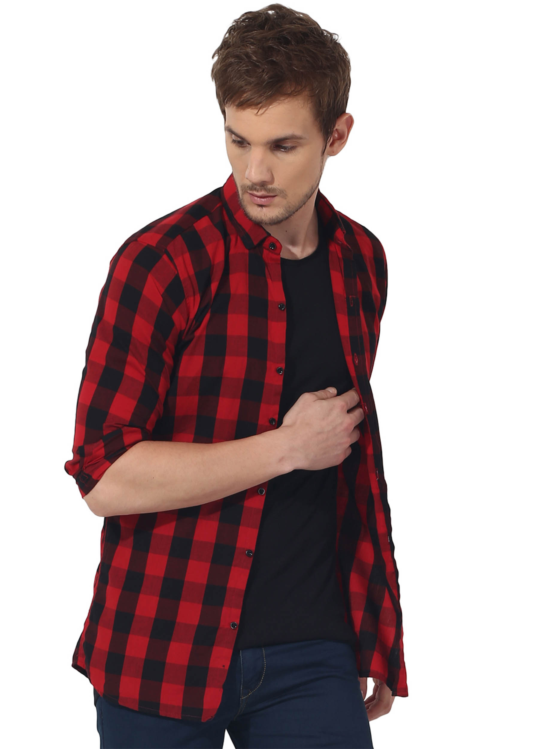 konsol Rend udeladt Red & black checks casual shirt by Green Hill | The Secret Label