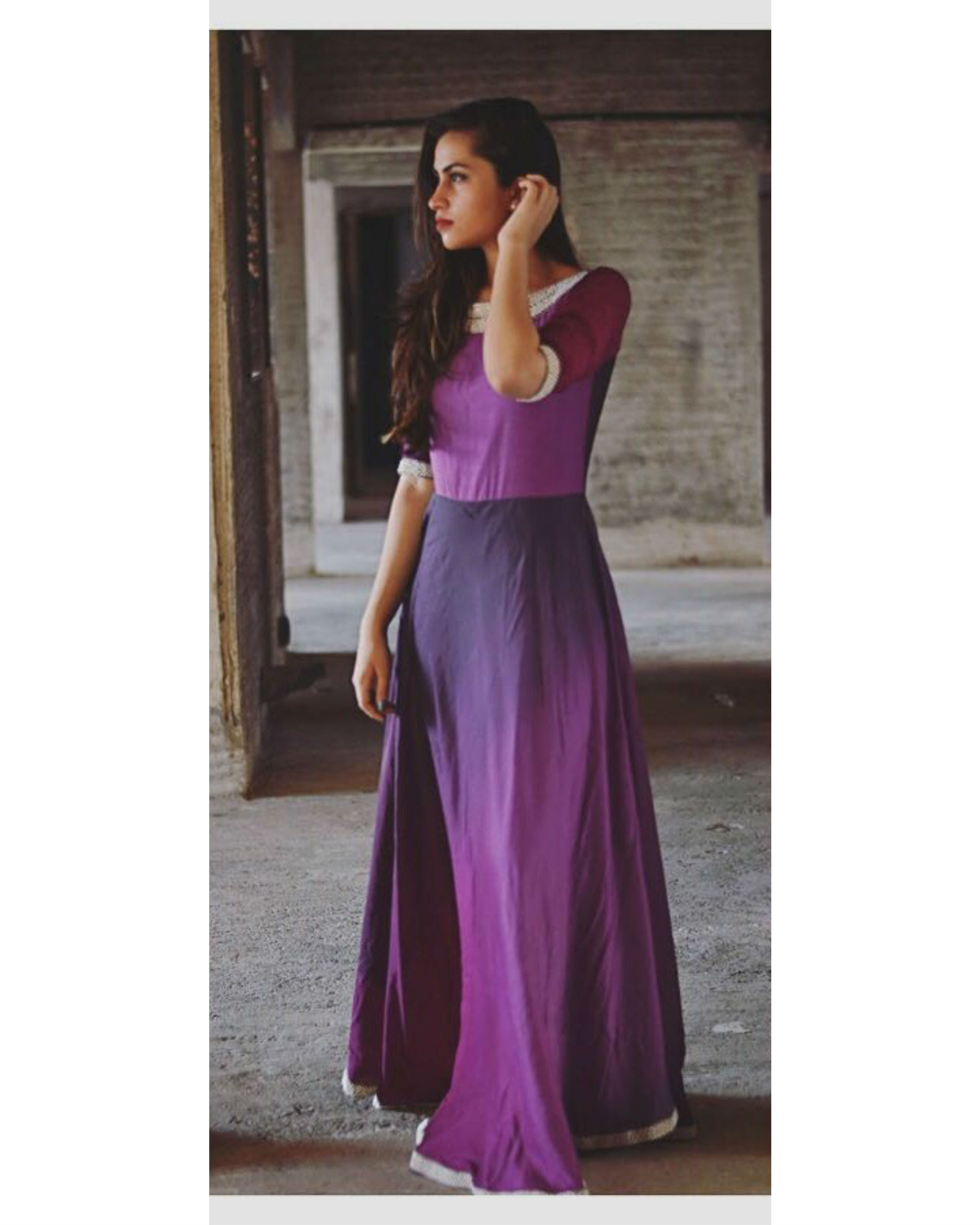 Long purple hot sale maxi dress