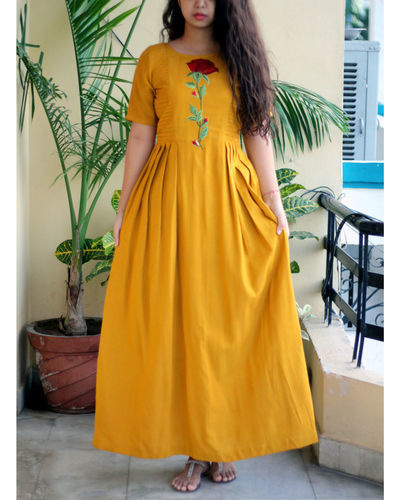 Mustard maxi dress by Label Shivani Vyas | The Secret Label