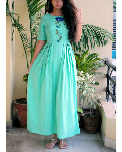 Aqua green maxi dress by Label Shivani ...