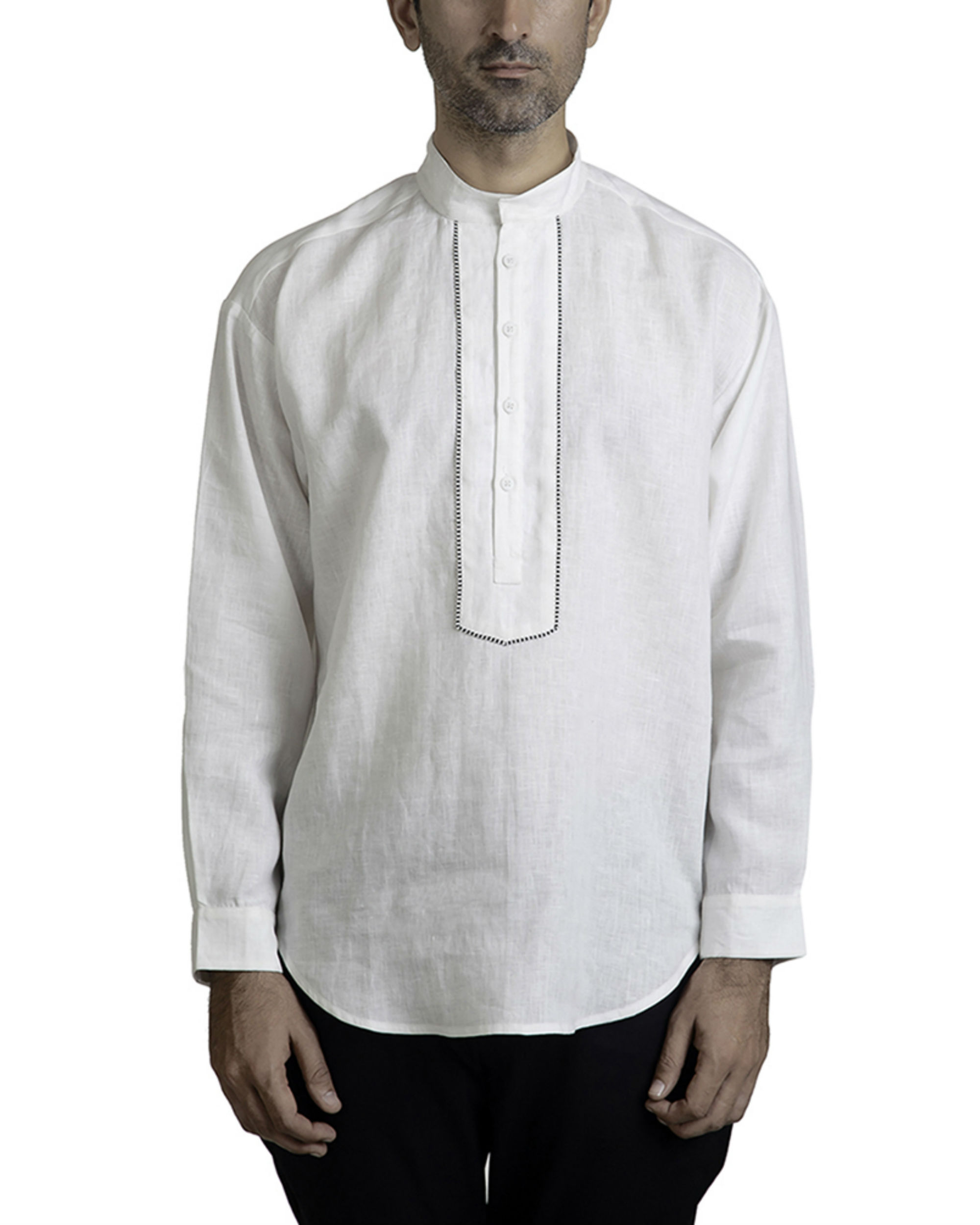 White linen tunic shirt by Dhatu Design Studio | The Secret Label