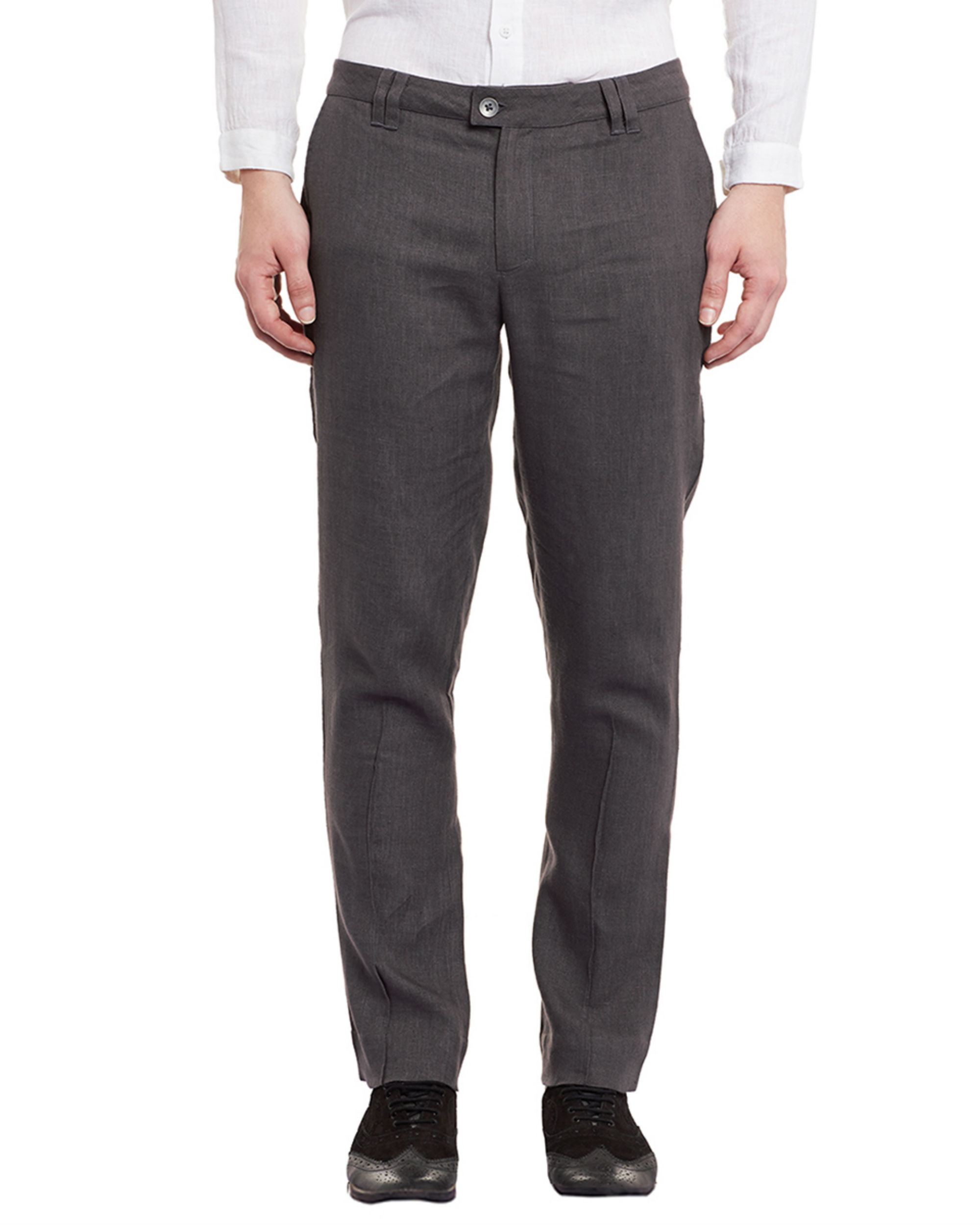 Buy Allen Solly Grey Cotton Linen Slim Fit Trousers for Mens Online  Tata  CLiQ