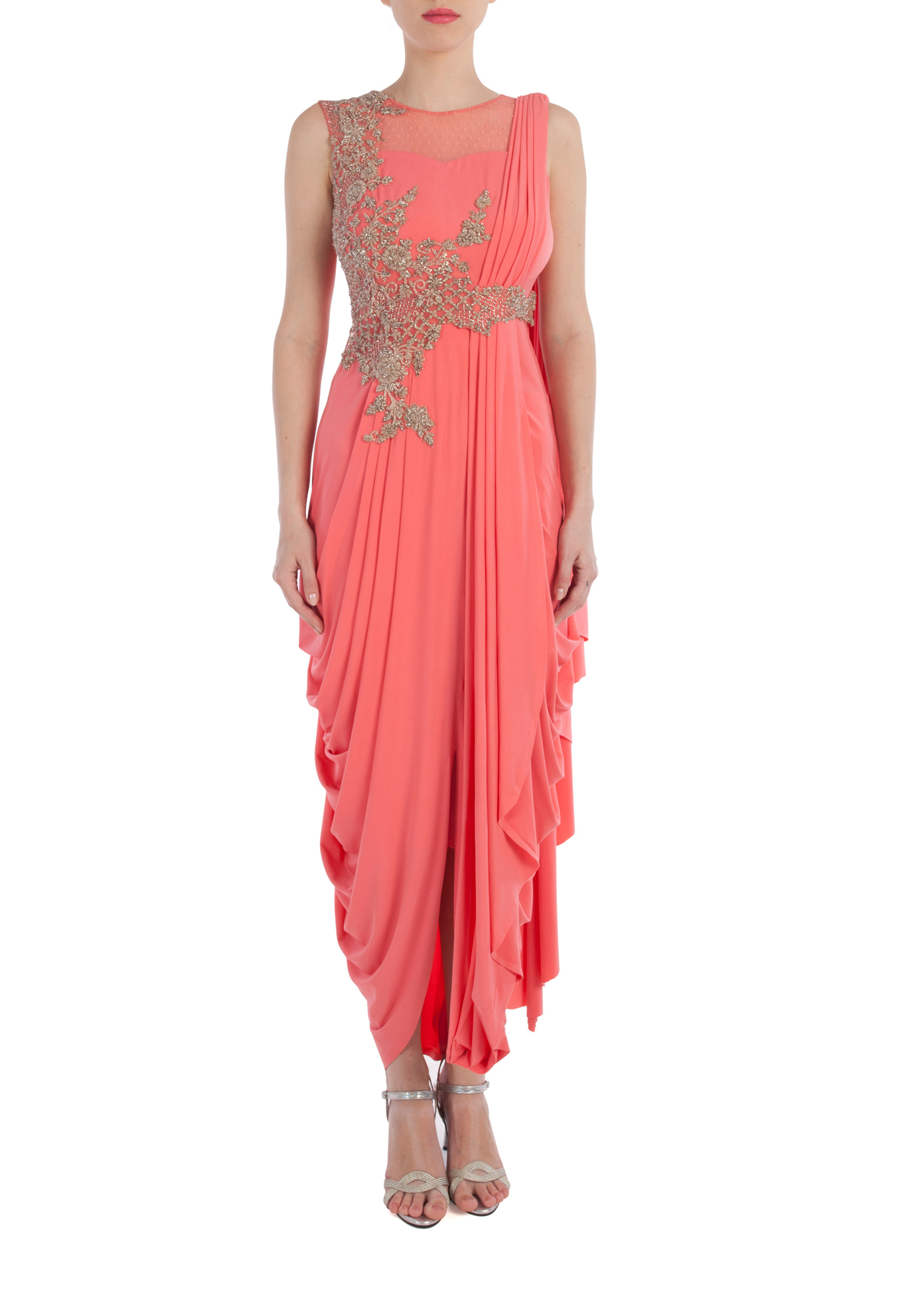 Peachlifter draped gown by Dolly J | The Secret Label