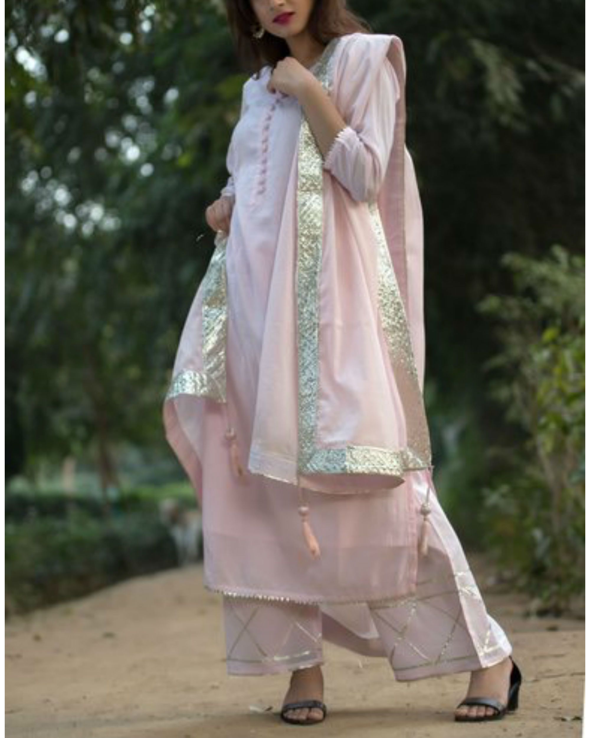 baby pink gota patti suit