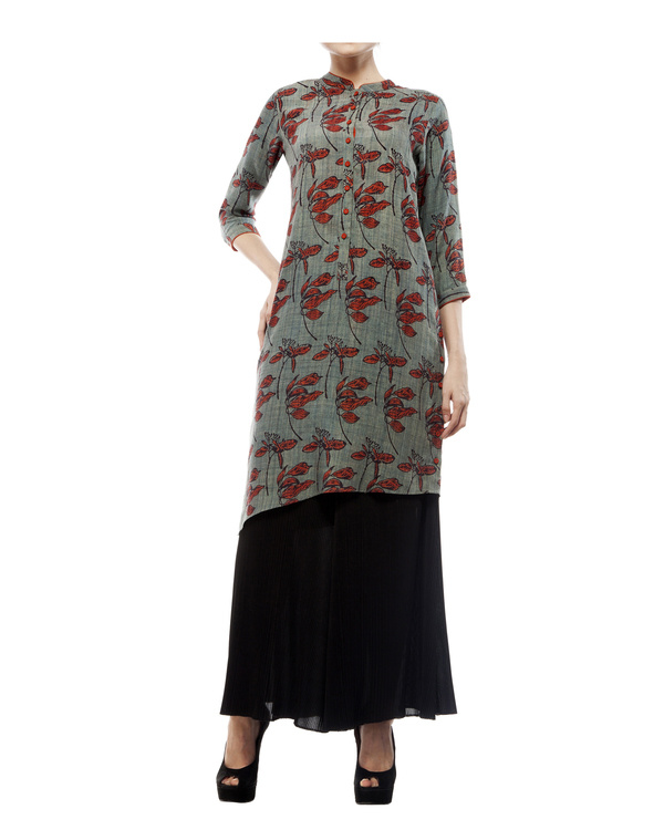 Pastel Floral Hand Block Printed Fit & Flare Dress - Mogra Designs