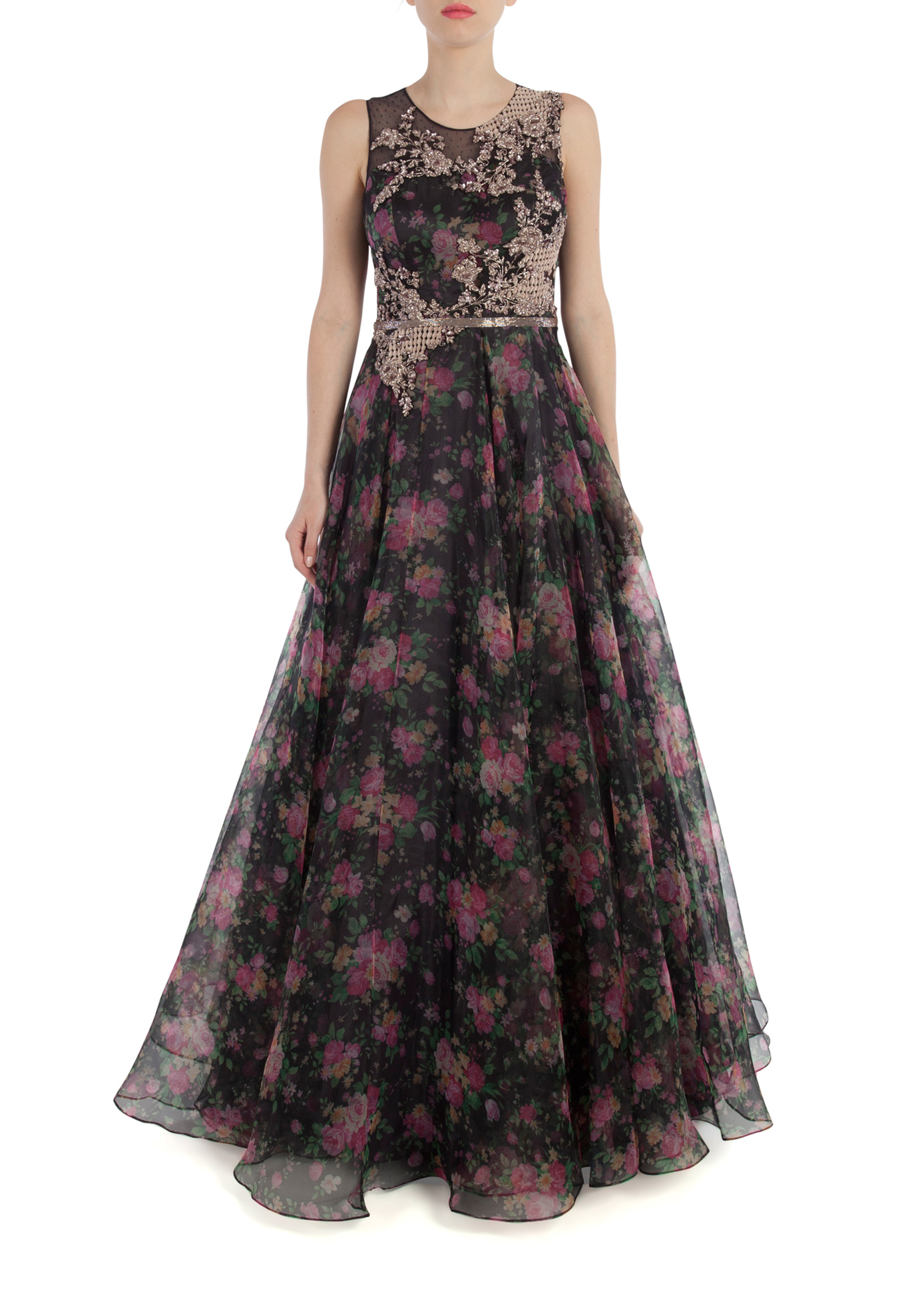 Floral demure crystal gown by Dolly J | The Secret Label
