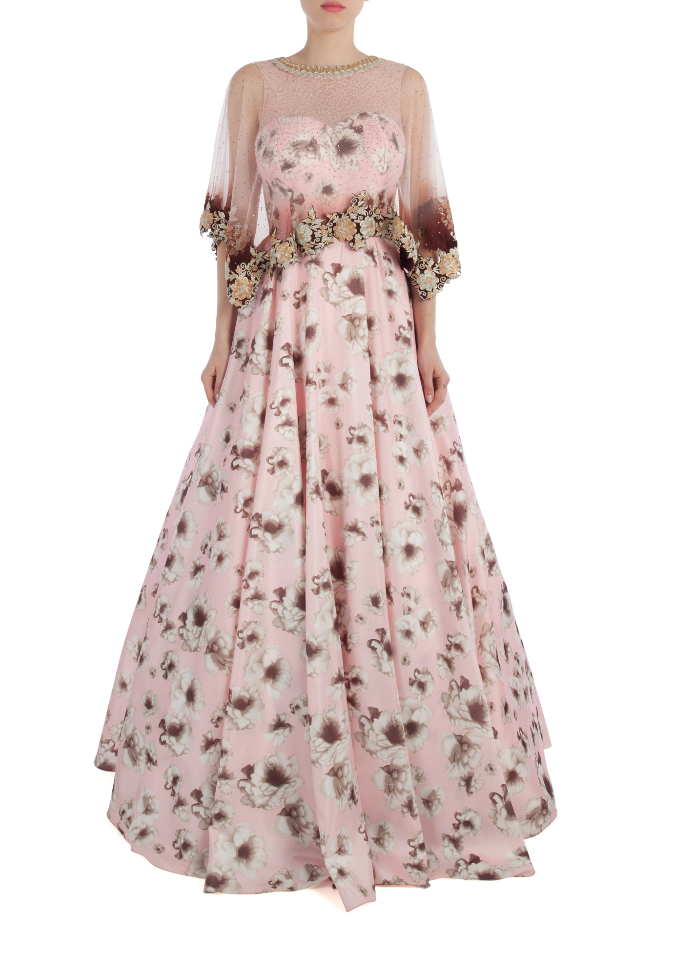 Caped floral beauty gown by Dolly J | The Secret Label