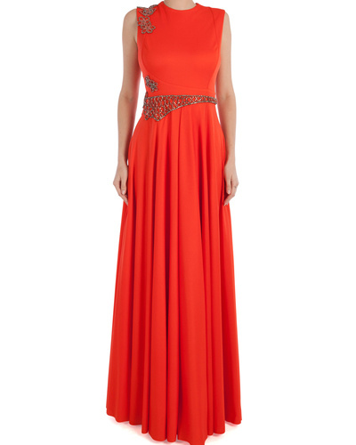 Orange love crystal gown by Dolly J | The Secret Label