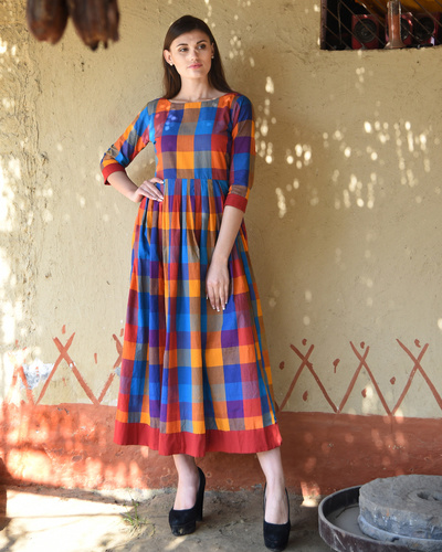 Multicolor checks dress by Desi Doree | The Secret Label