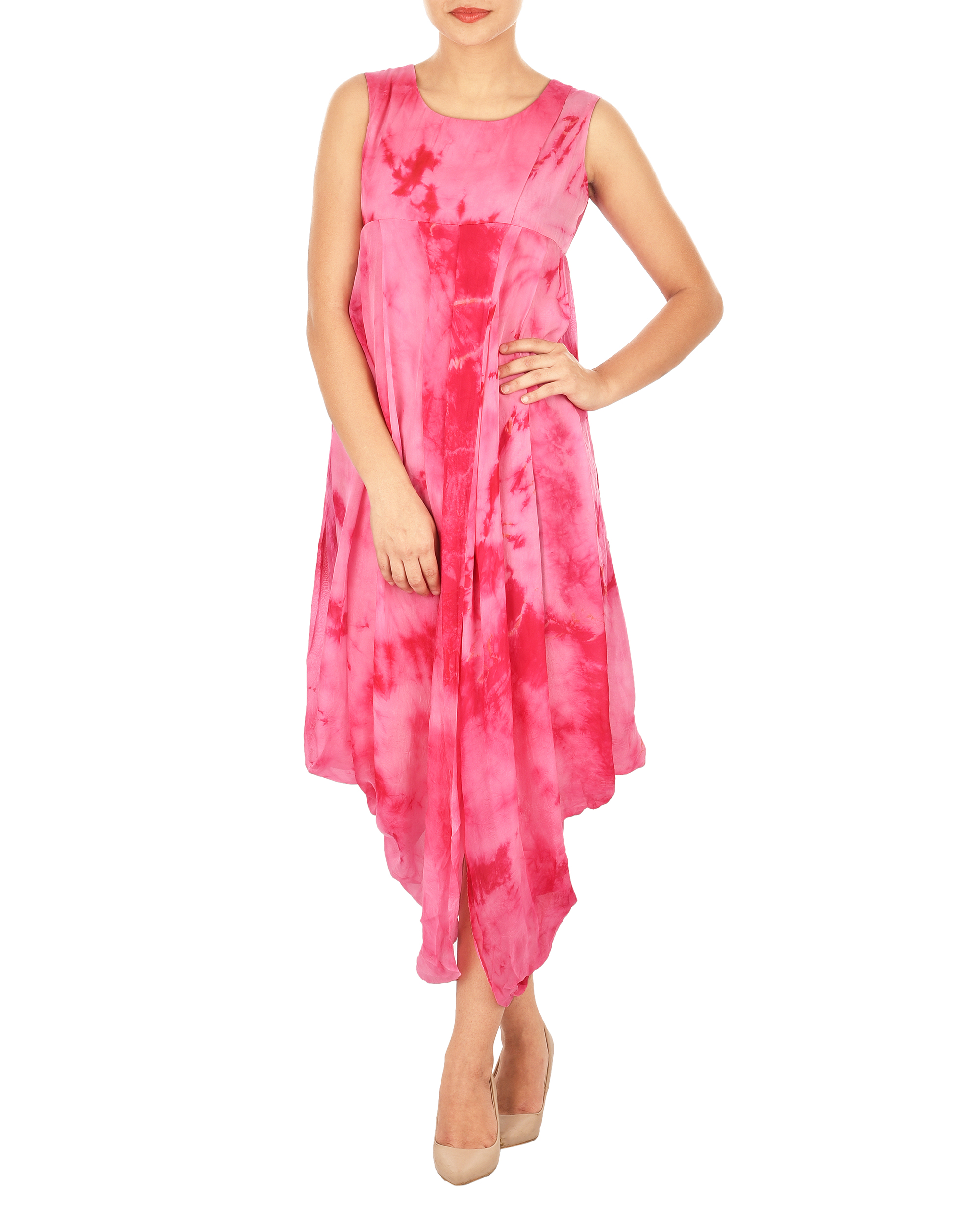 tie dye cowl dress