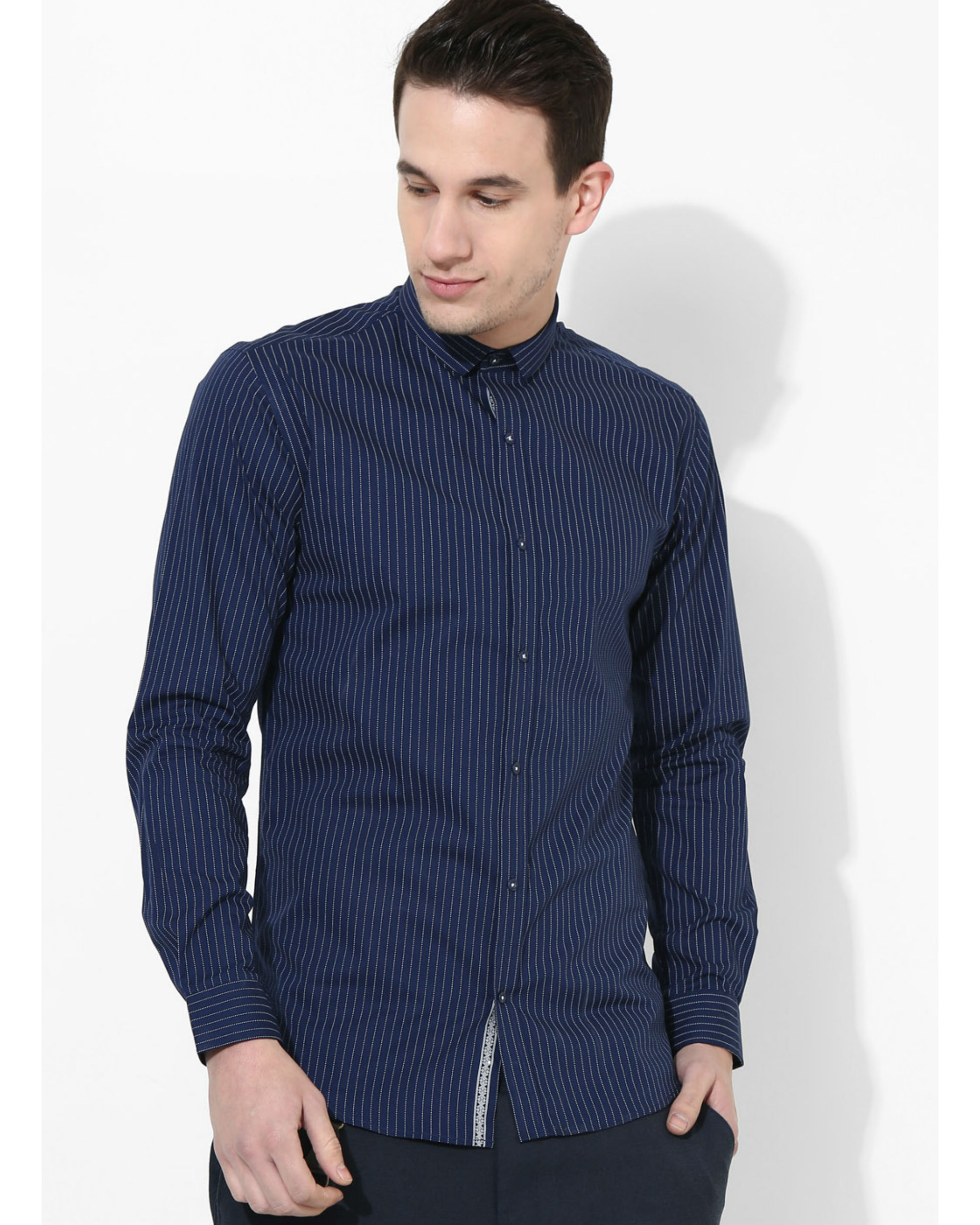 Navy blue striped shirt by Green Hill | The Secret Label