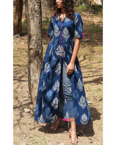 Indigo block print clearance dress