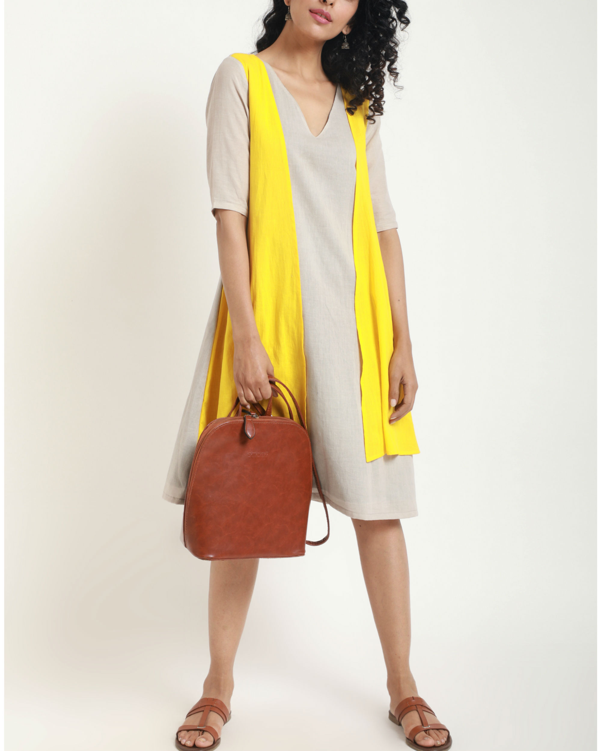 Yellow grey jacket dress by trueBrowns | The Secret Label