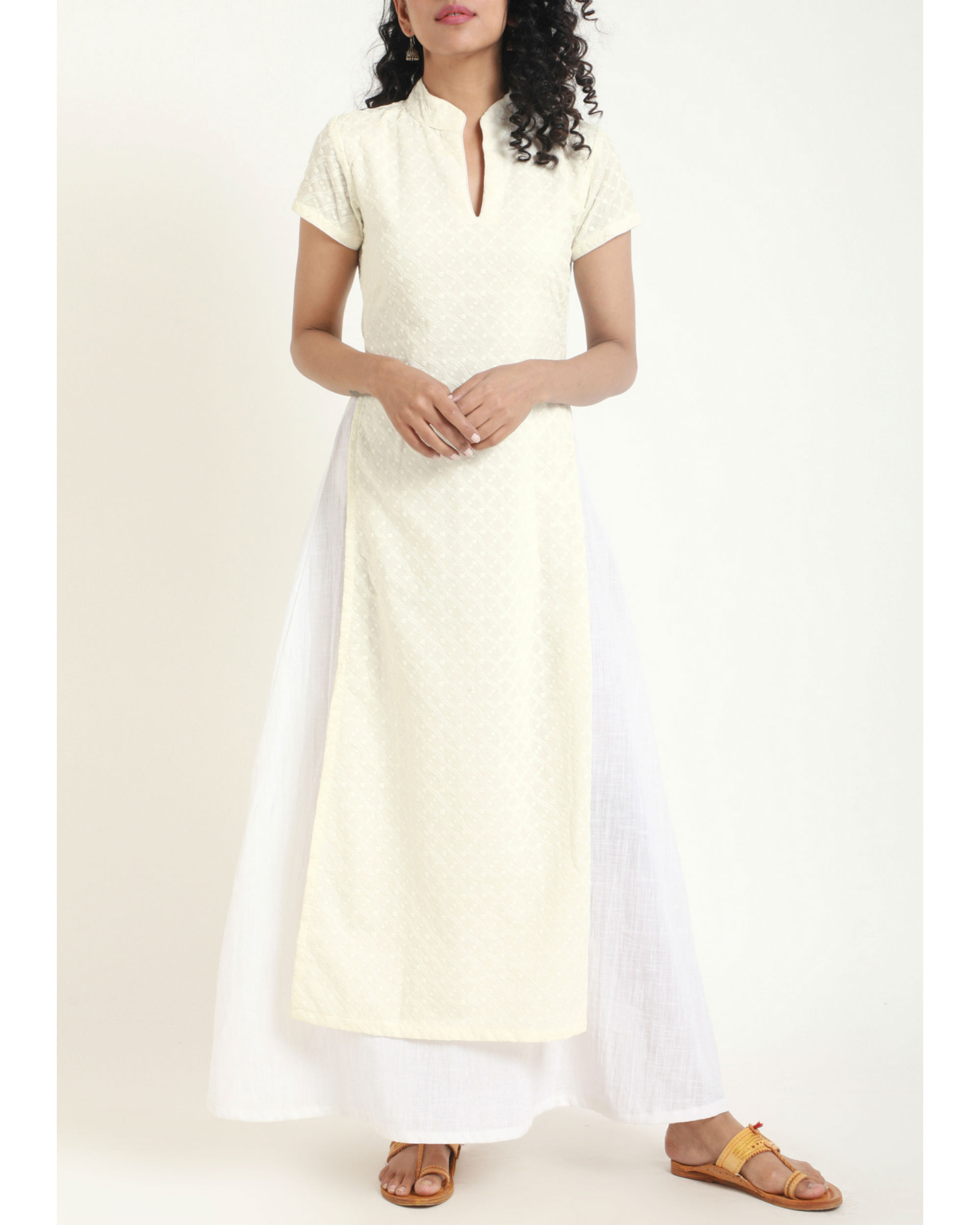 white flare gown
