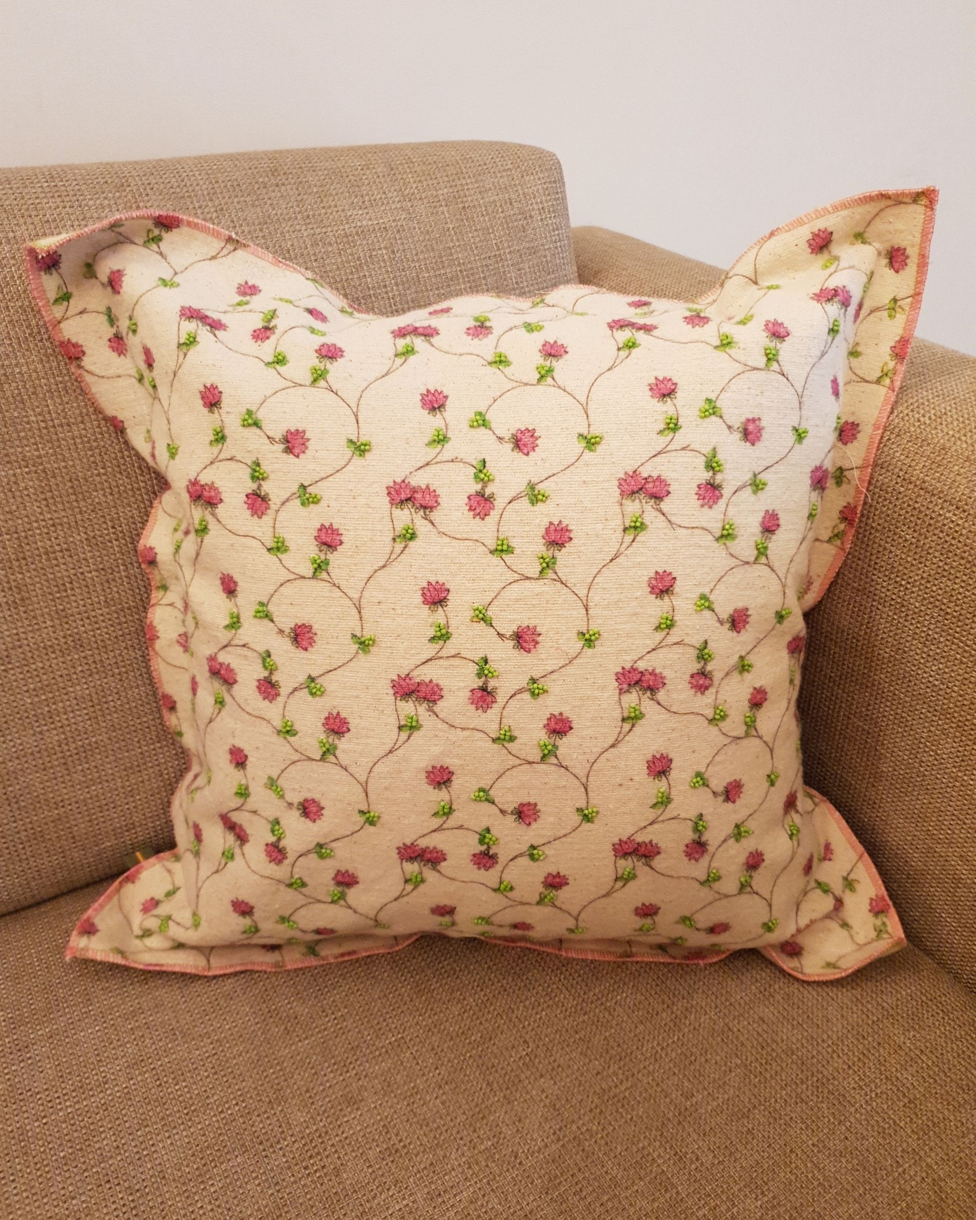 Pink rose bush cushion cover by MODERN ELEMENTS The Secret Label