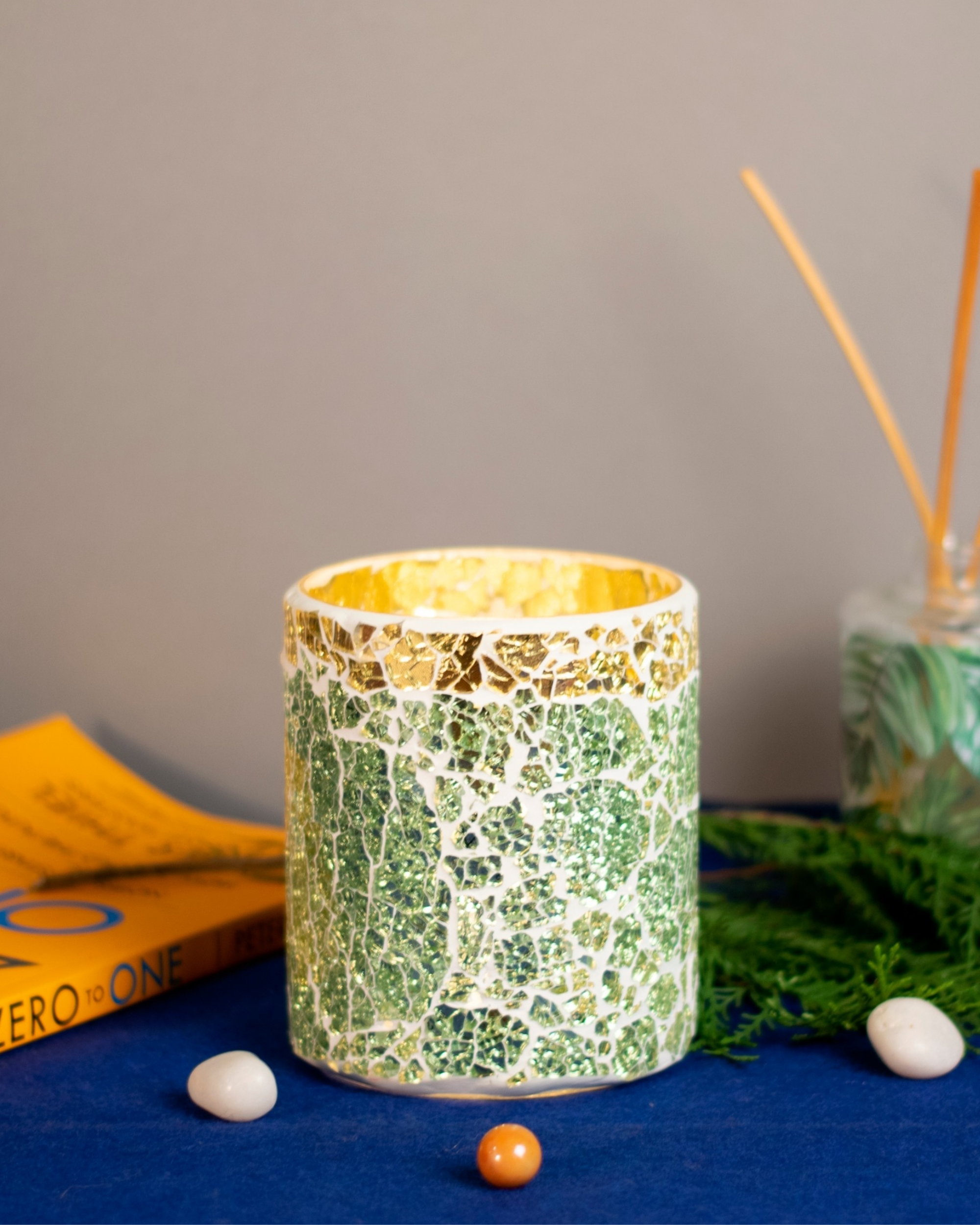 Emerald green mosaic candle holder by The Talking Table The Secret Label