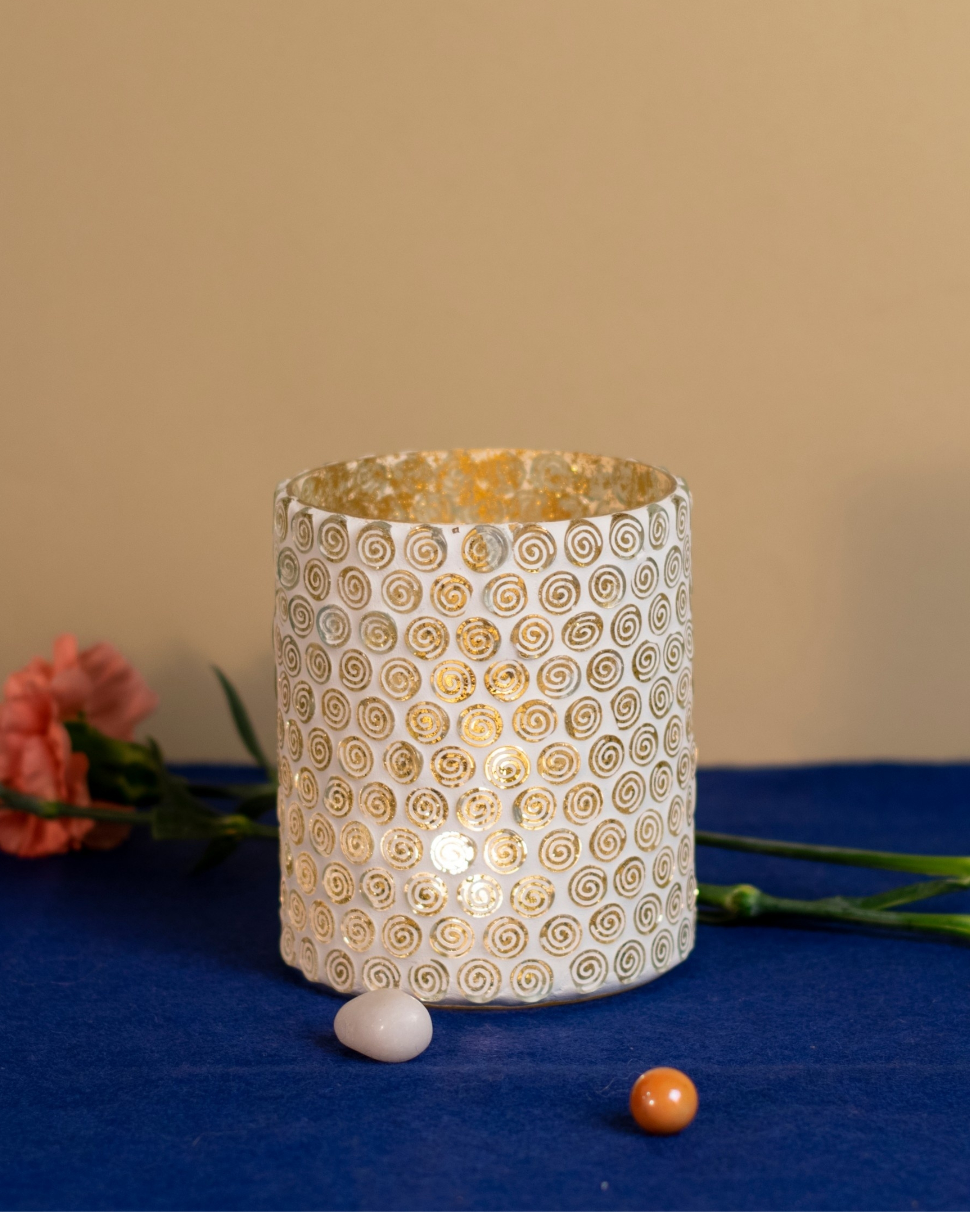 Cream spiral mosaic candle holder by The Talking Table The Secret Label