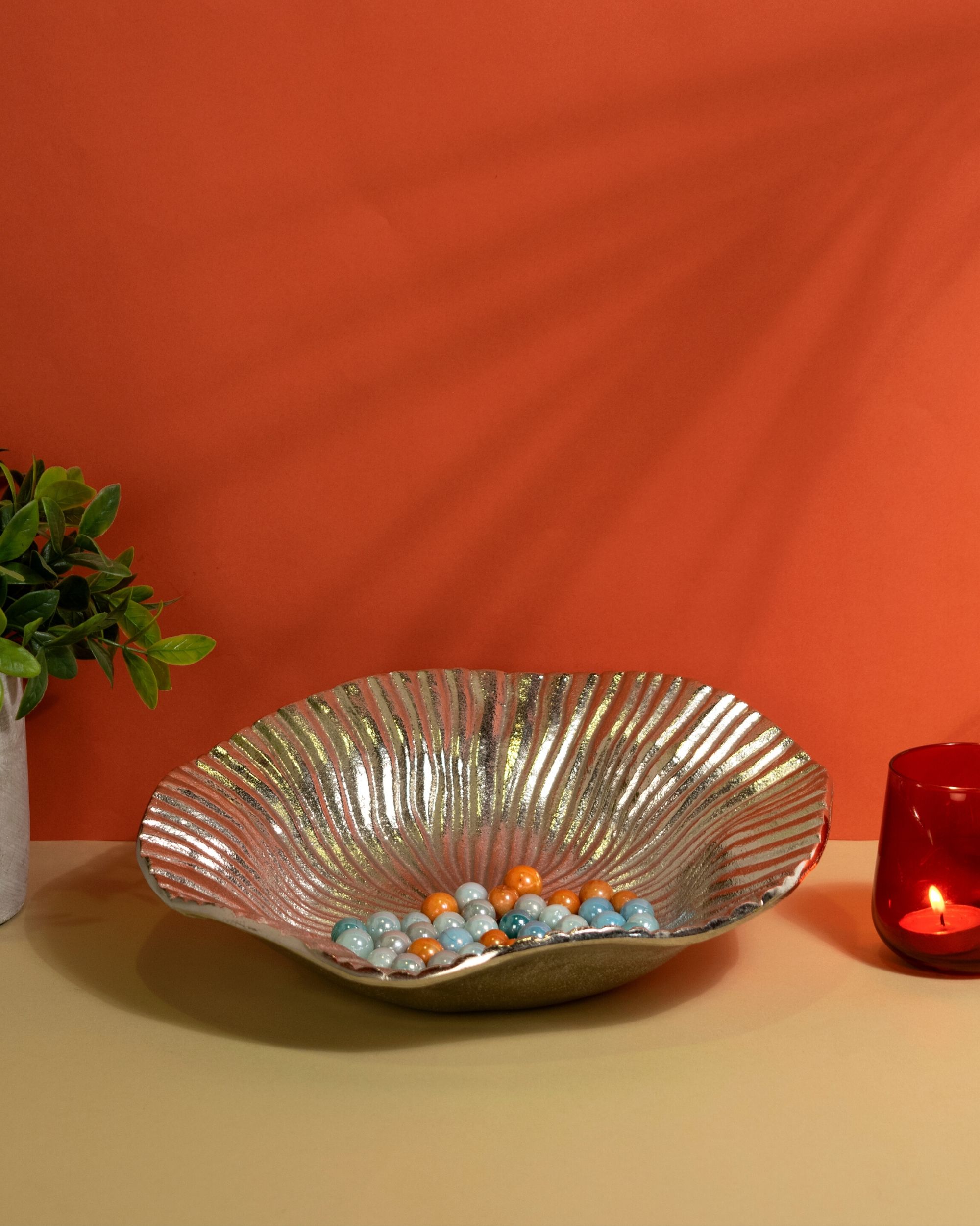 Patterned wavy silver decorative tray by The Talking Table The Secret
