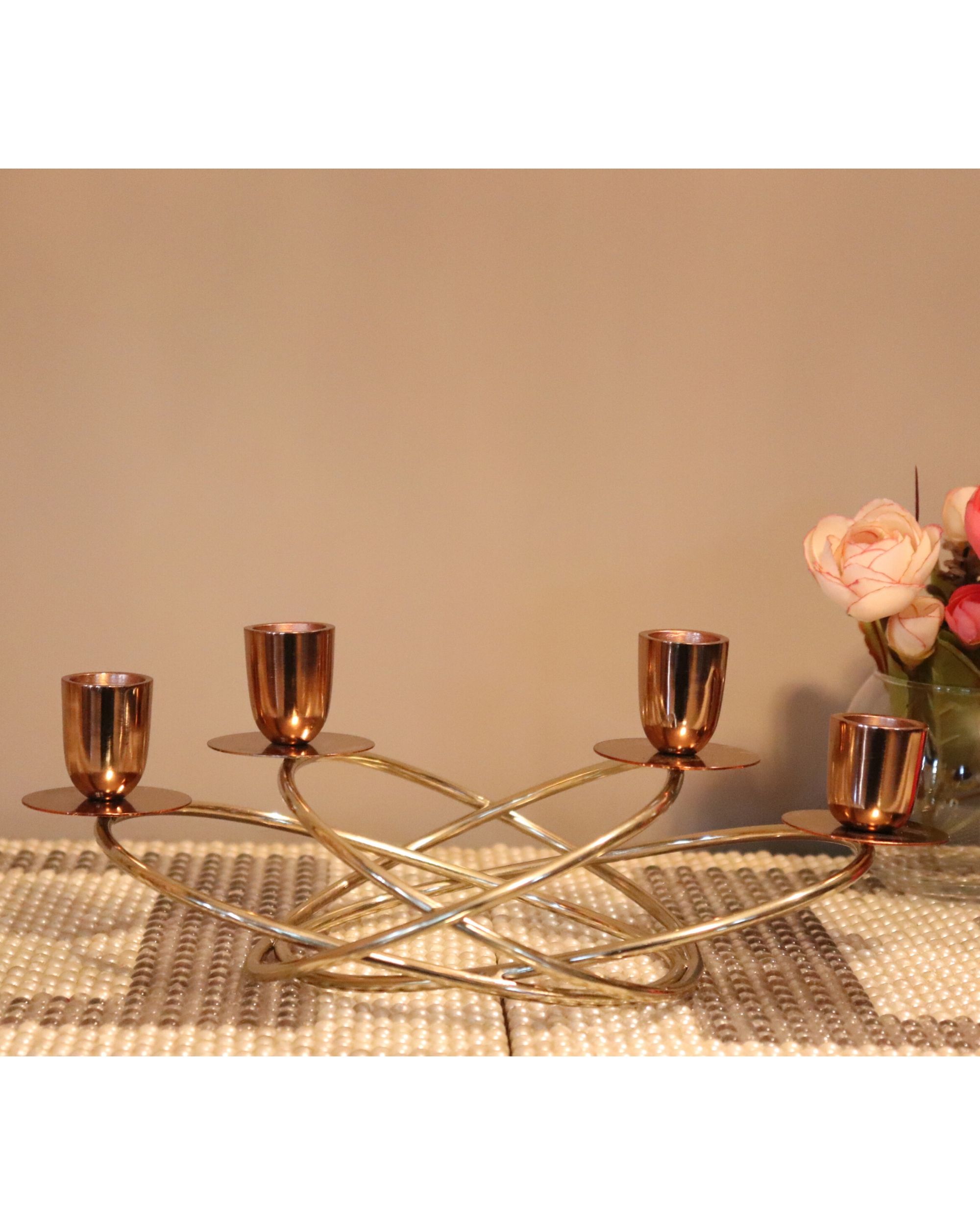 Aluminum and steel candelabra for four candles
