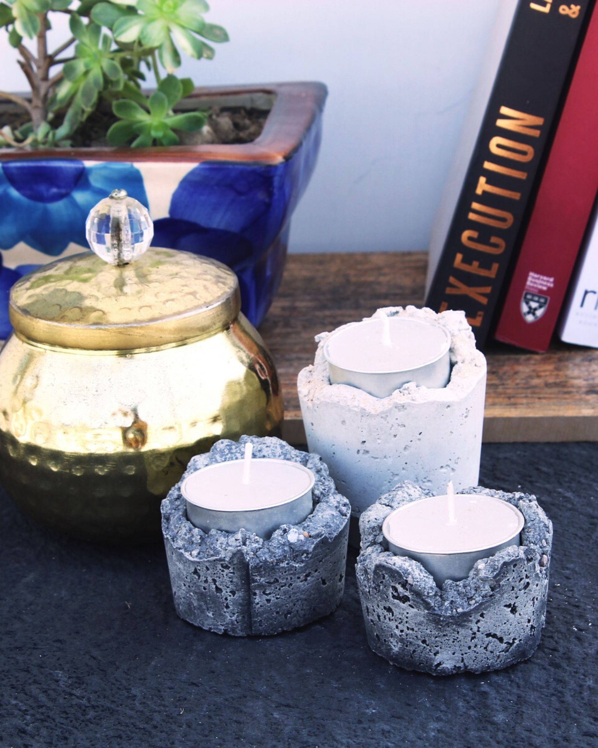 Concrete tea light holder Set Of Three by The House Of Artisans The Secret Label