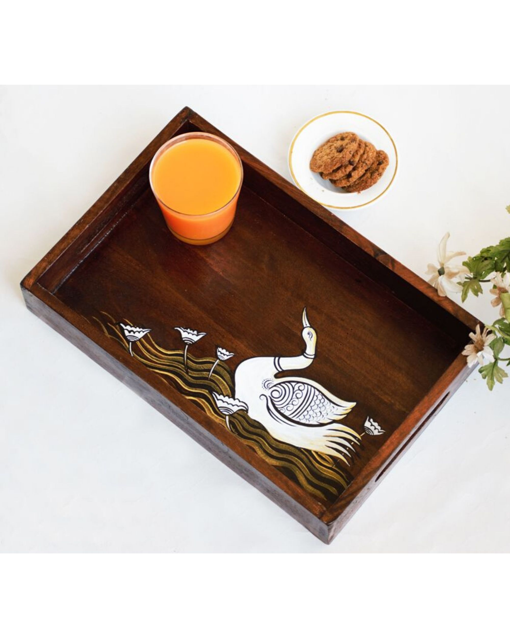 Hand painted swan tray