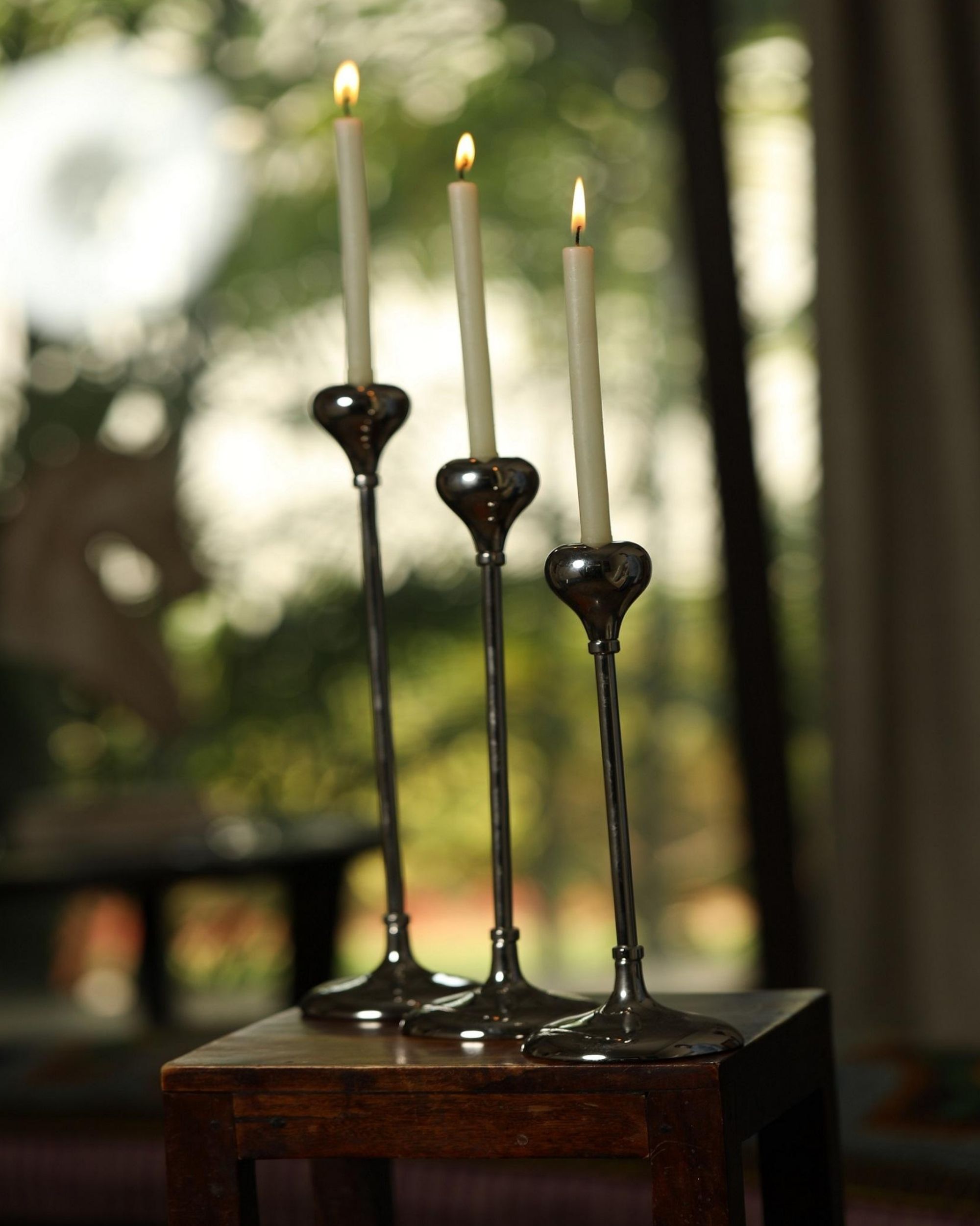 Candle holders with mirror finish Set Of Three by Amoliconcepts The