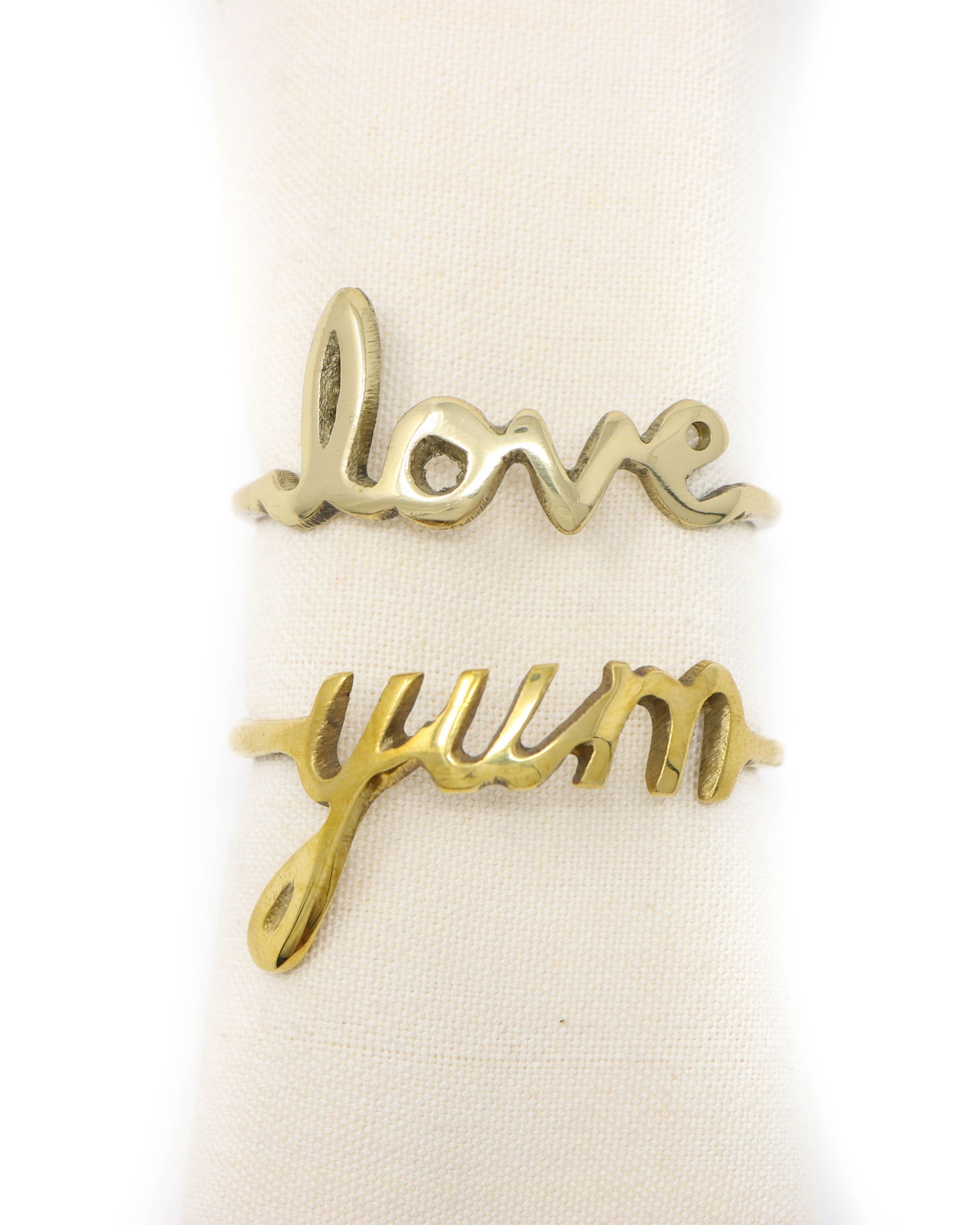 Vintage love and yum napkin rings - Set Of Four