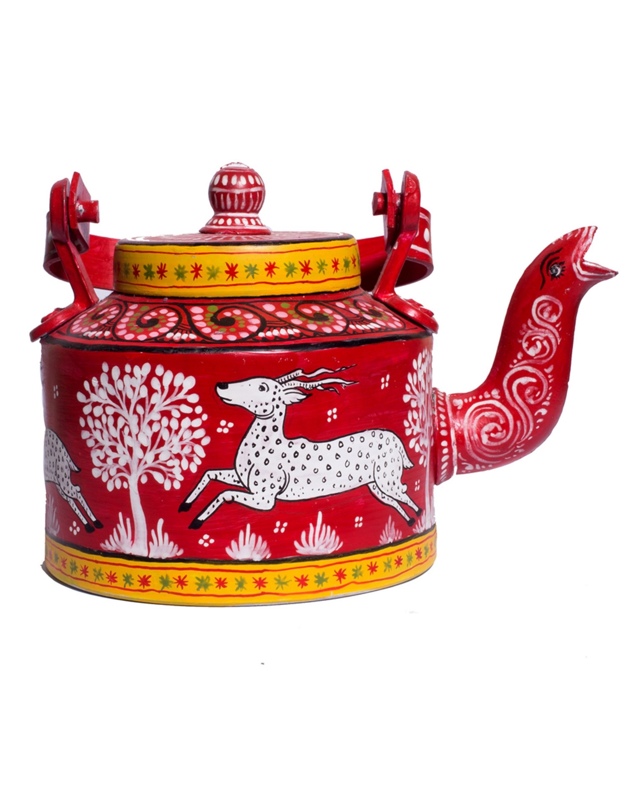 Red deer hand painted teapot by Vintage Vistara The Secret Label