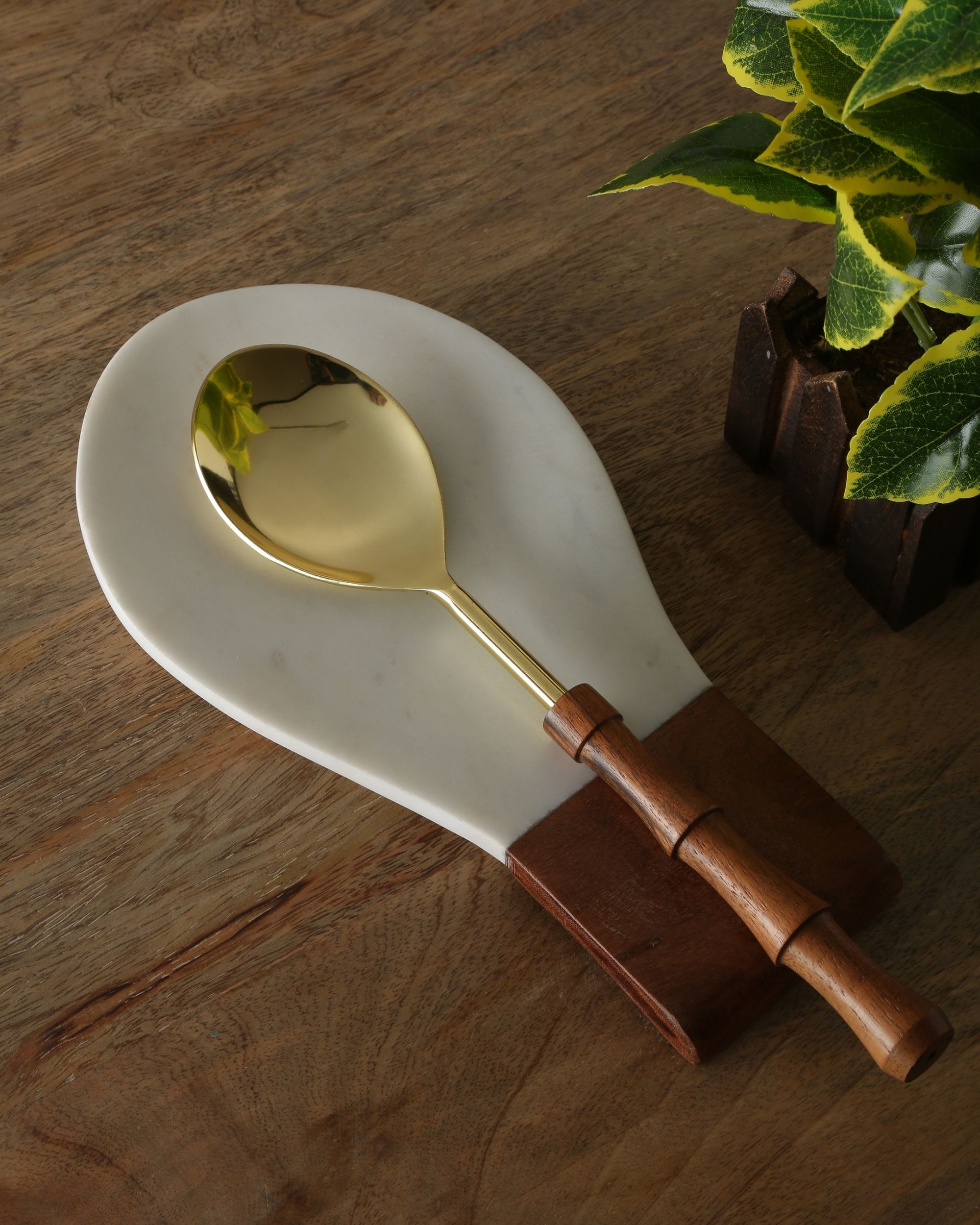 Handcrafted wooden and marble spoon rest Large by Amoliconcepts The