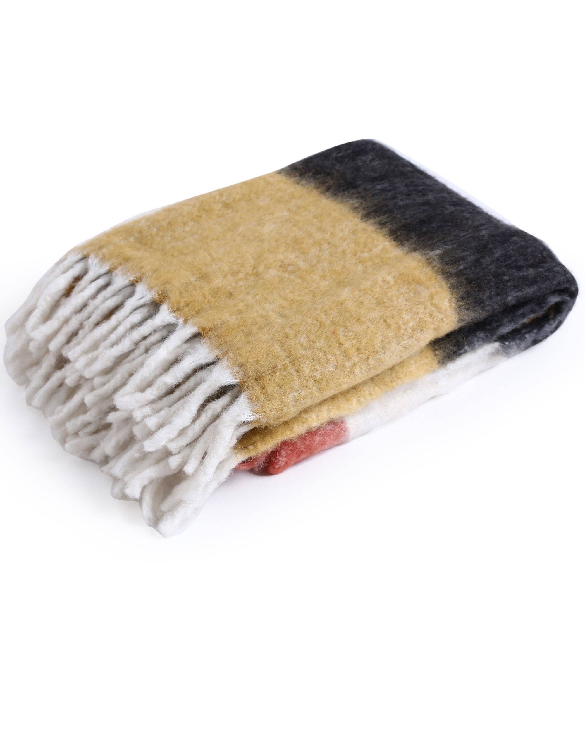 Mustard and black acrylic woollen throw by Amoliconcepts The Secret Label