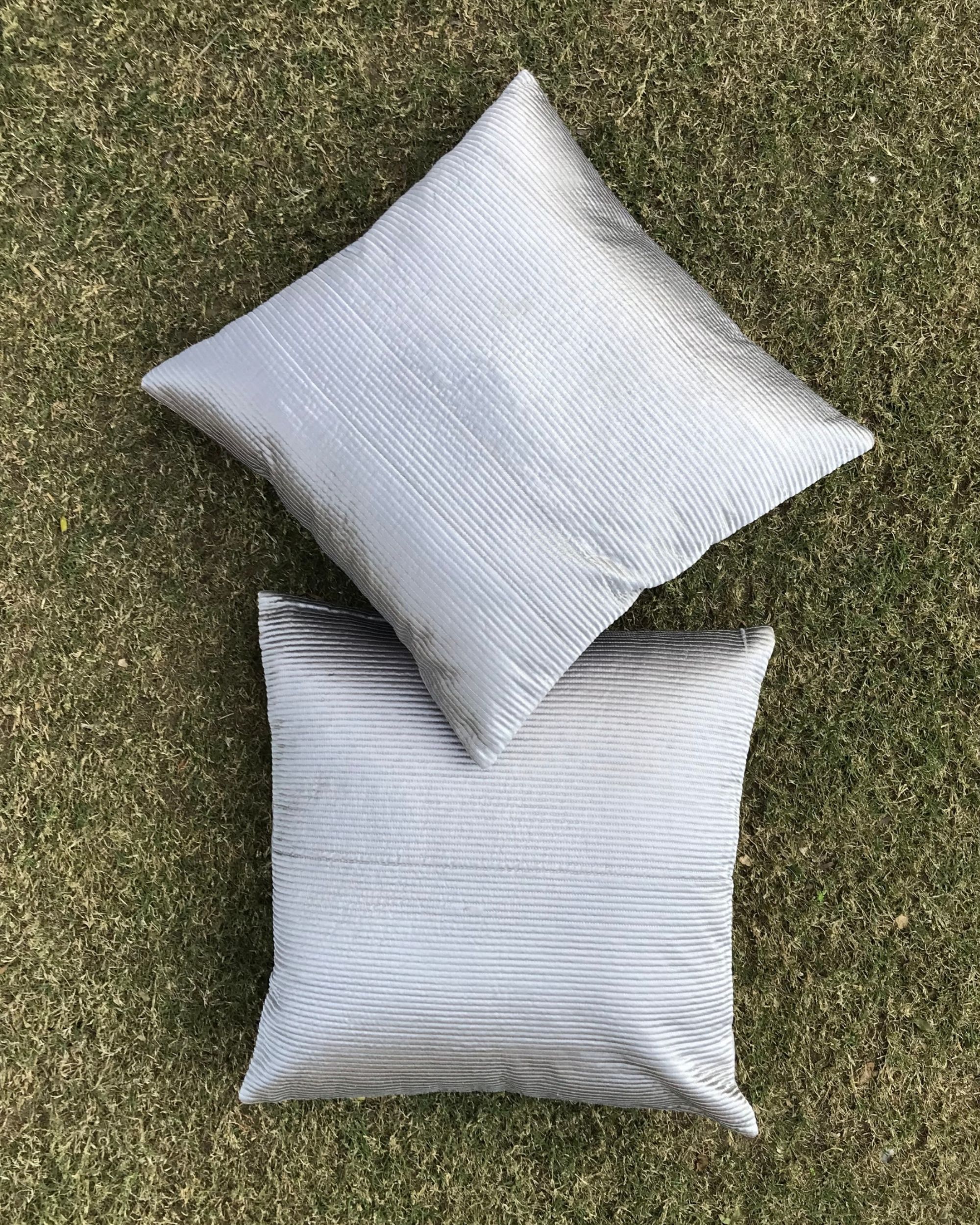 Silver quilted cushion cover