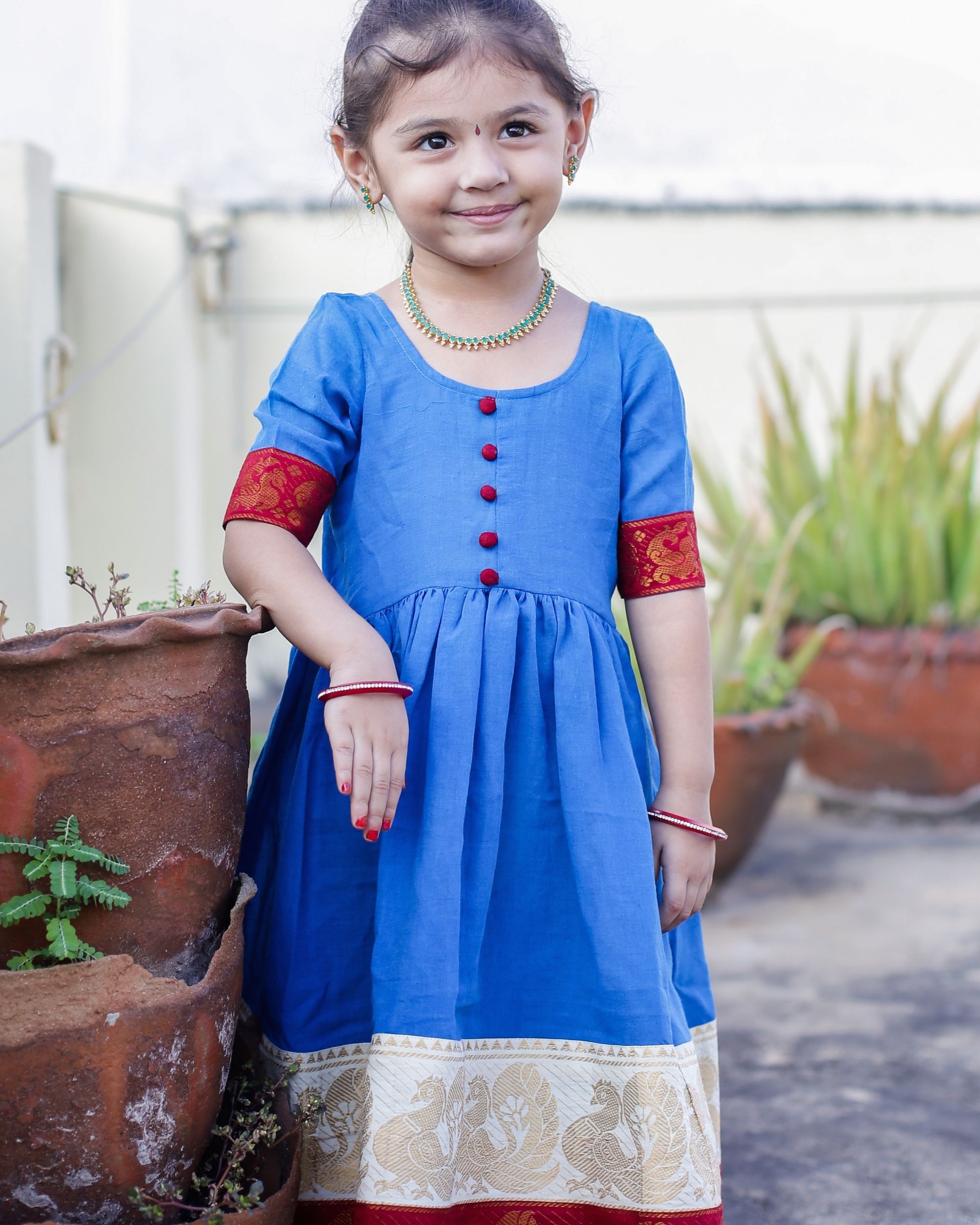 Blue and red dress by The Anarkali Shop | The Secret Label