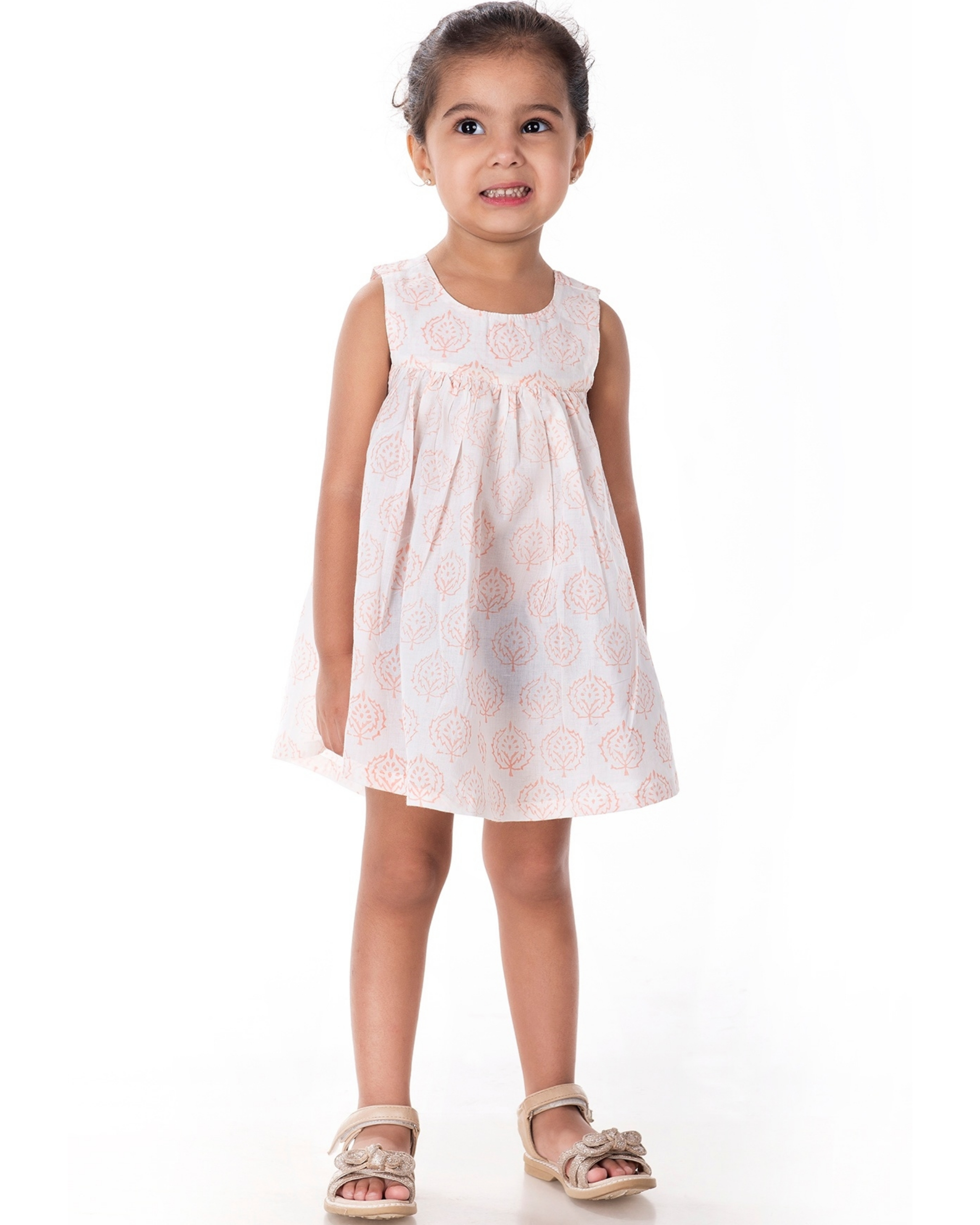White motif block printed dress by Chheent | The Secret Label