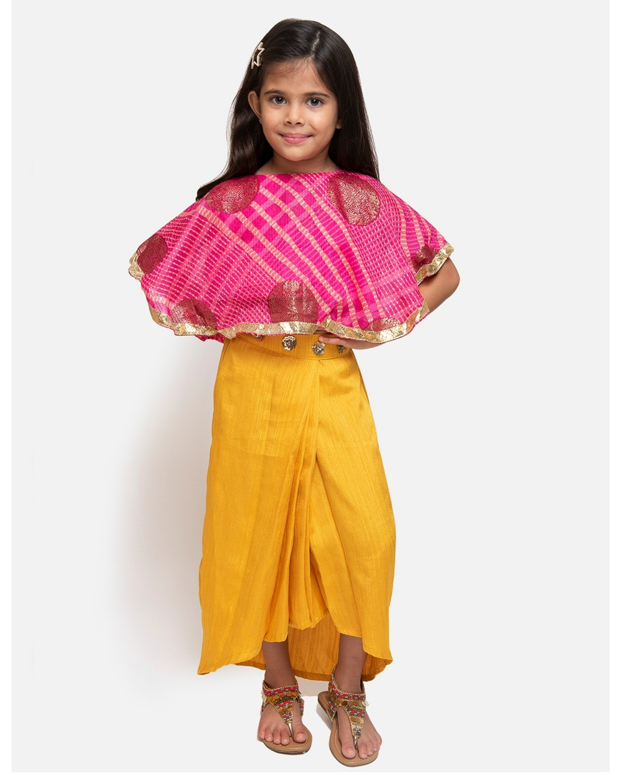 Pink cape top with yellow draped skirt - set of two by Fairies Forever ...