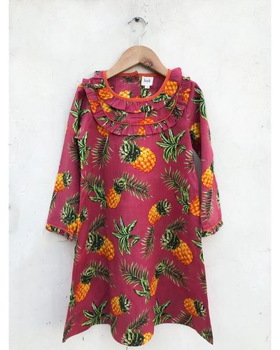 Pineapple printed ruffle dress by Luyk | The Secret Label