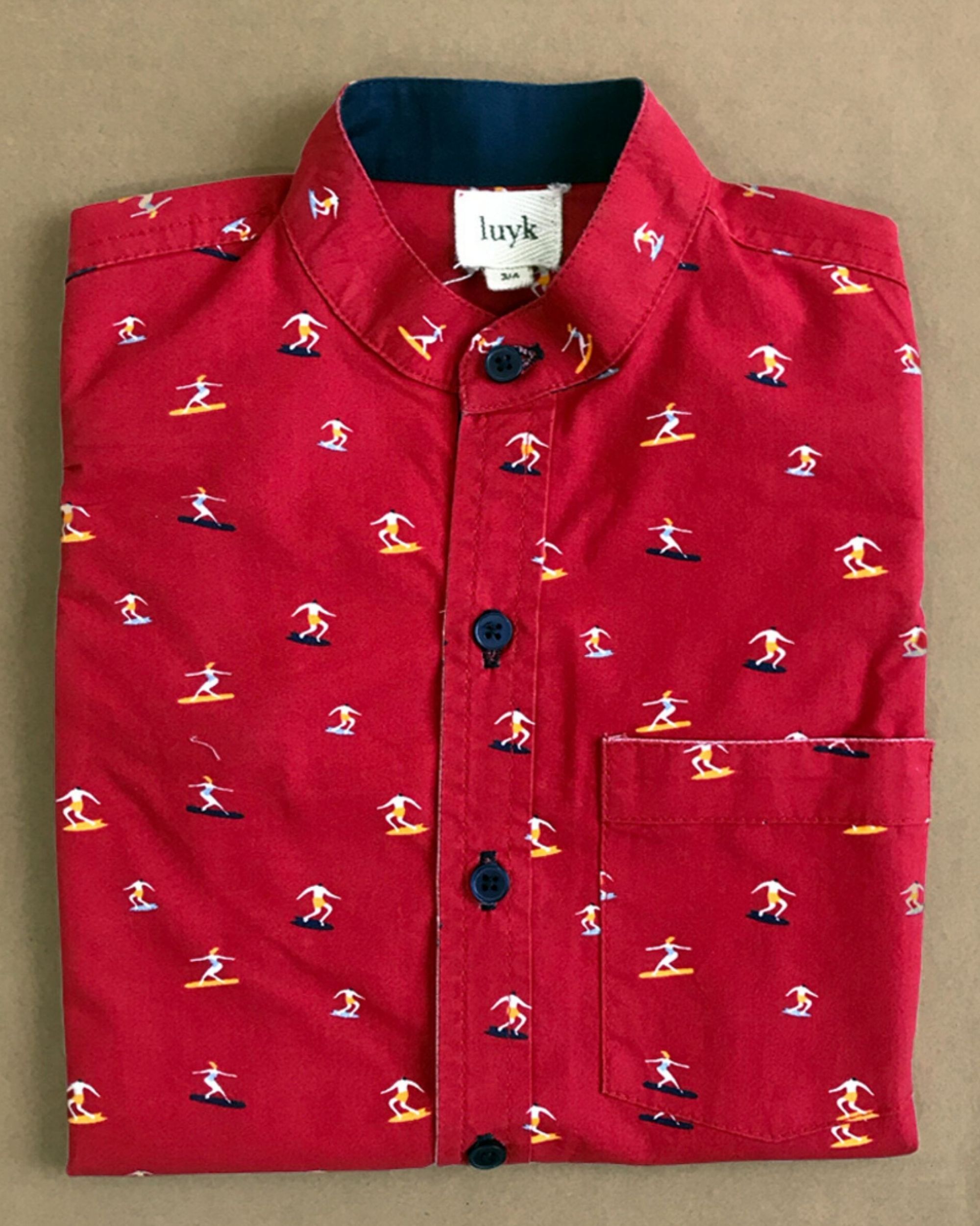 Red printed cotton shirt by Luyk | The Secret Label