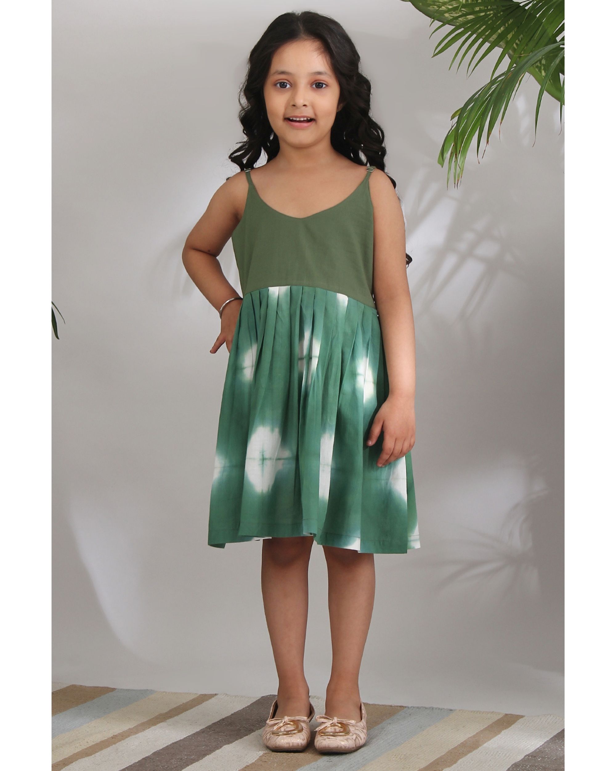 Sage green shibori dress