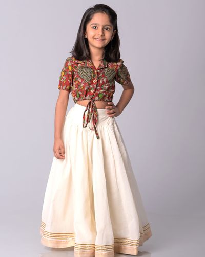 Beautiful Designer Kids Kalamkari Silk Lehenga Choli at Rs 999.00 | Kids  Lehenga | ID: 2852982660588