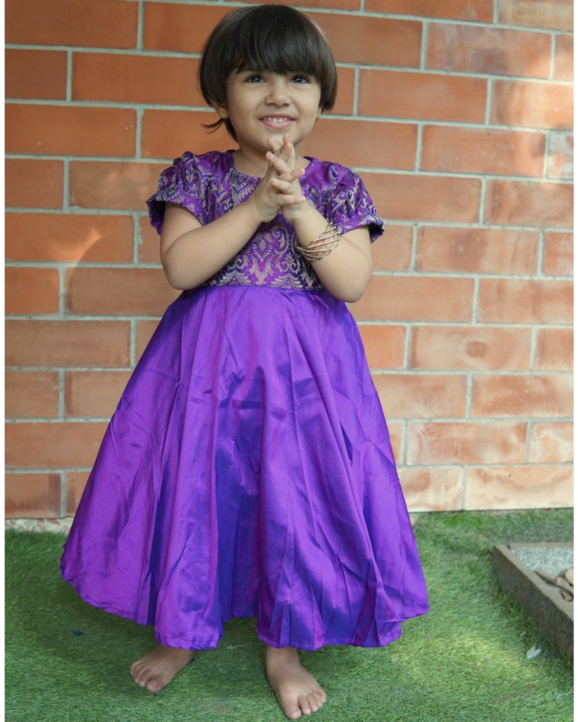 Indo Western Gown For Girls In Purple Color Knee Length Party Wear Frocks  Online  jhakhascom