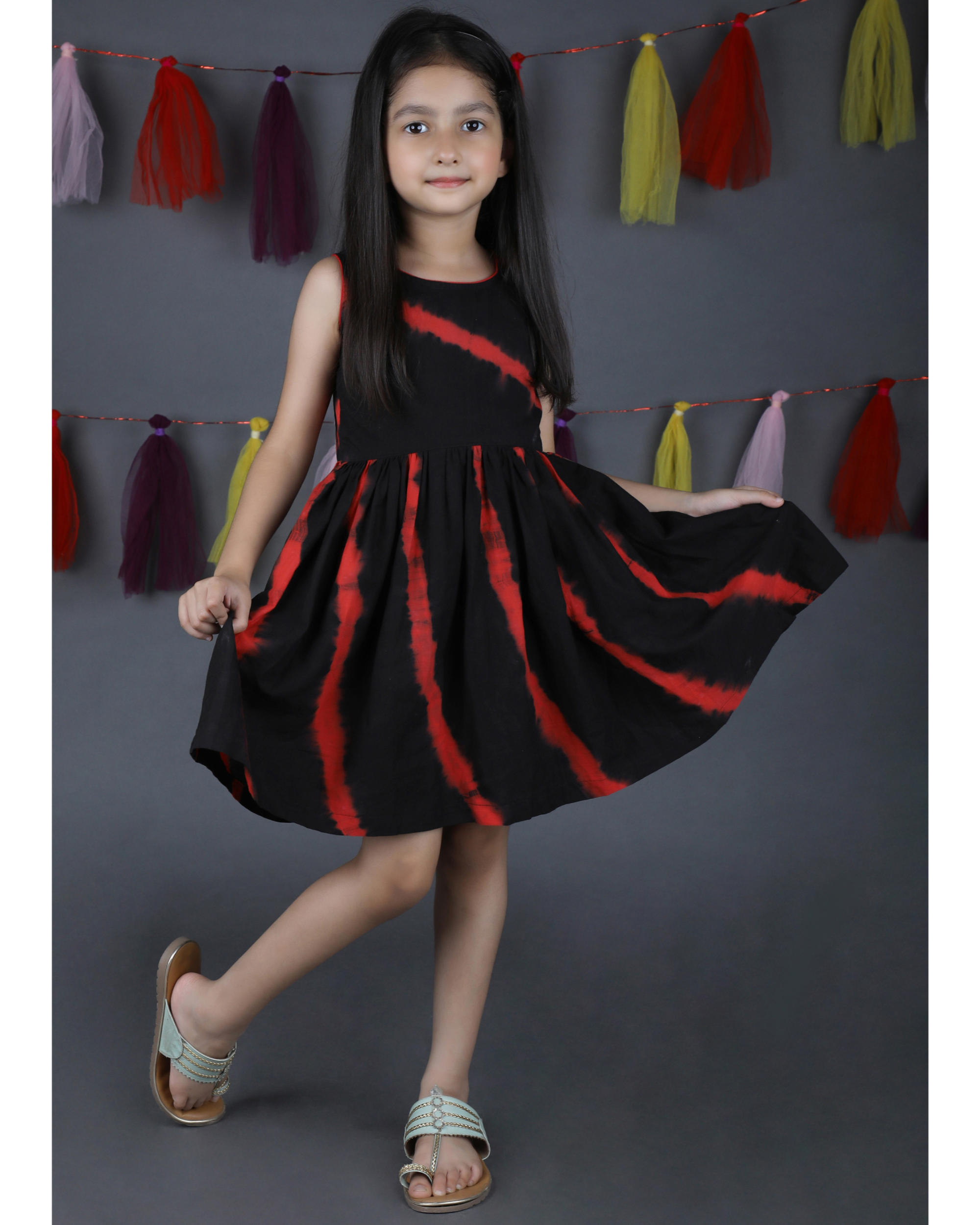Black and red leheriya dress