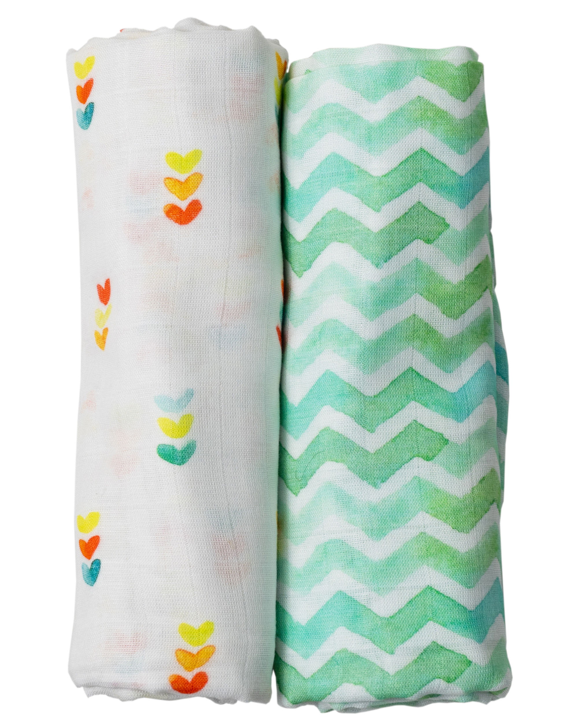 White and sea green muslin multipurpose baby swaddle - set of two