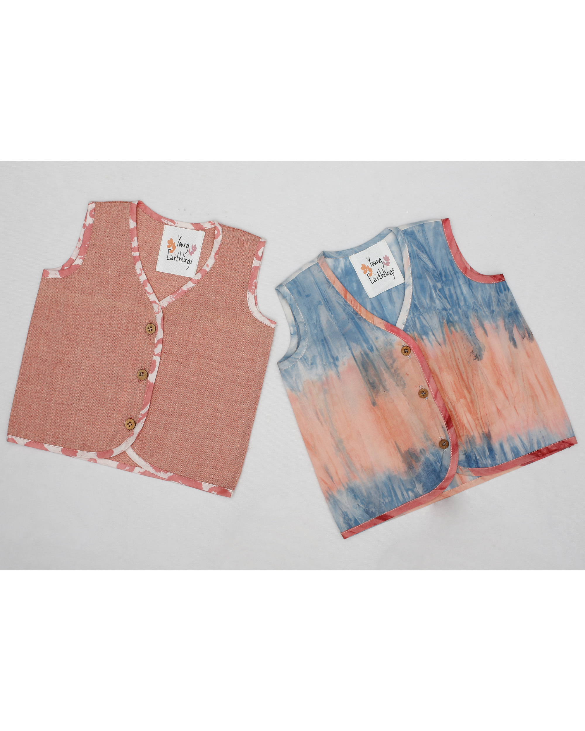 Rose pink and peach ombre jhabla - set of two