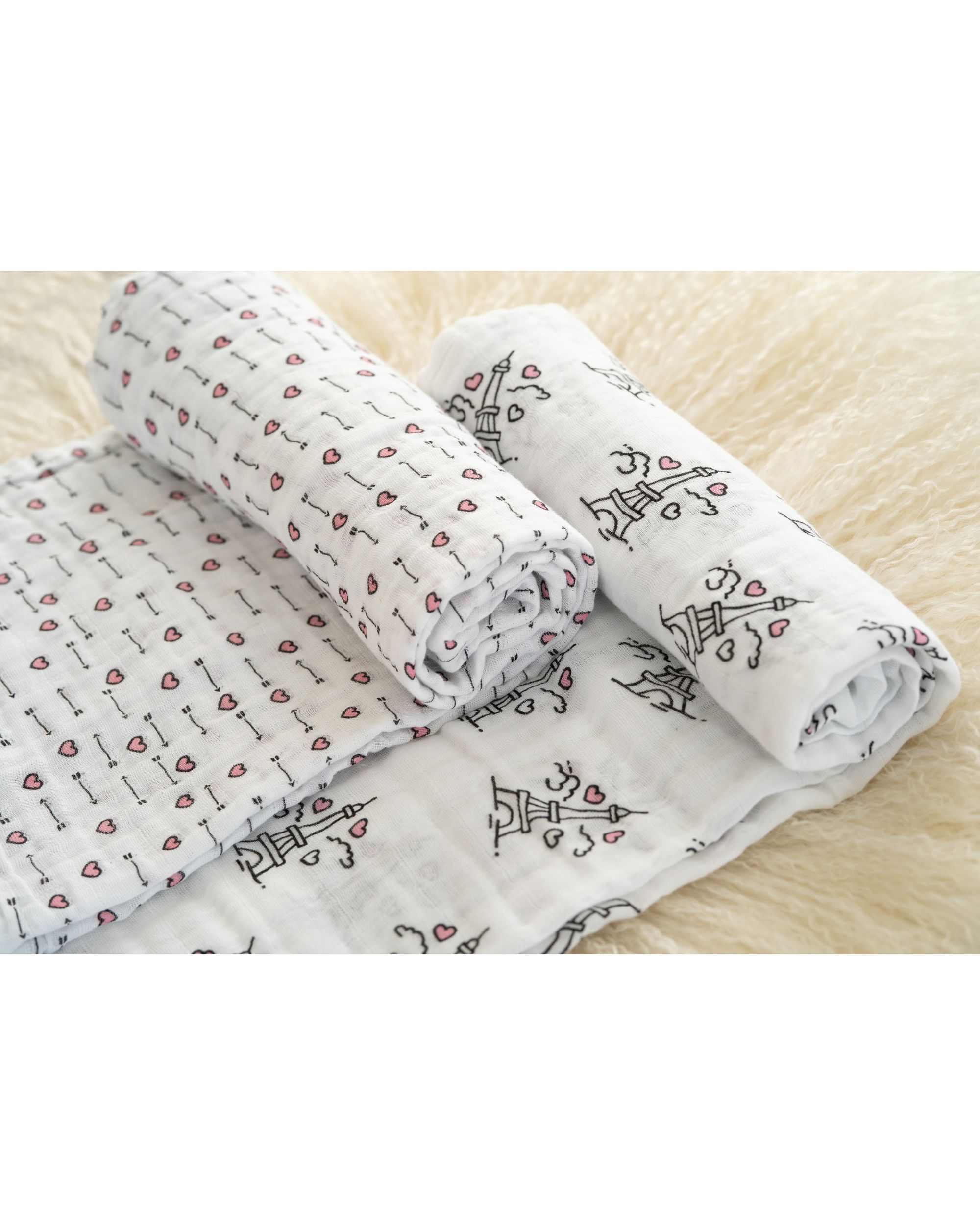 Black and White Printed muslin multipurpose baby swaddle - set of two